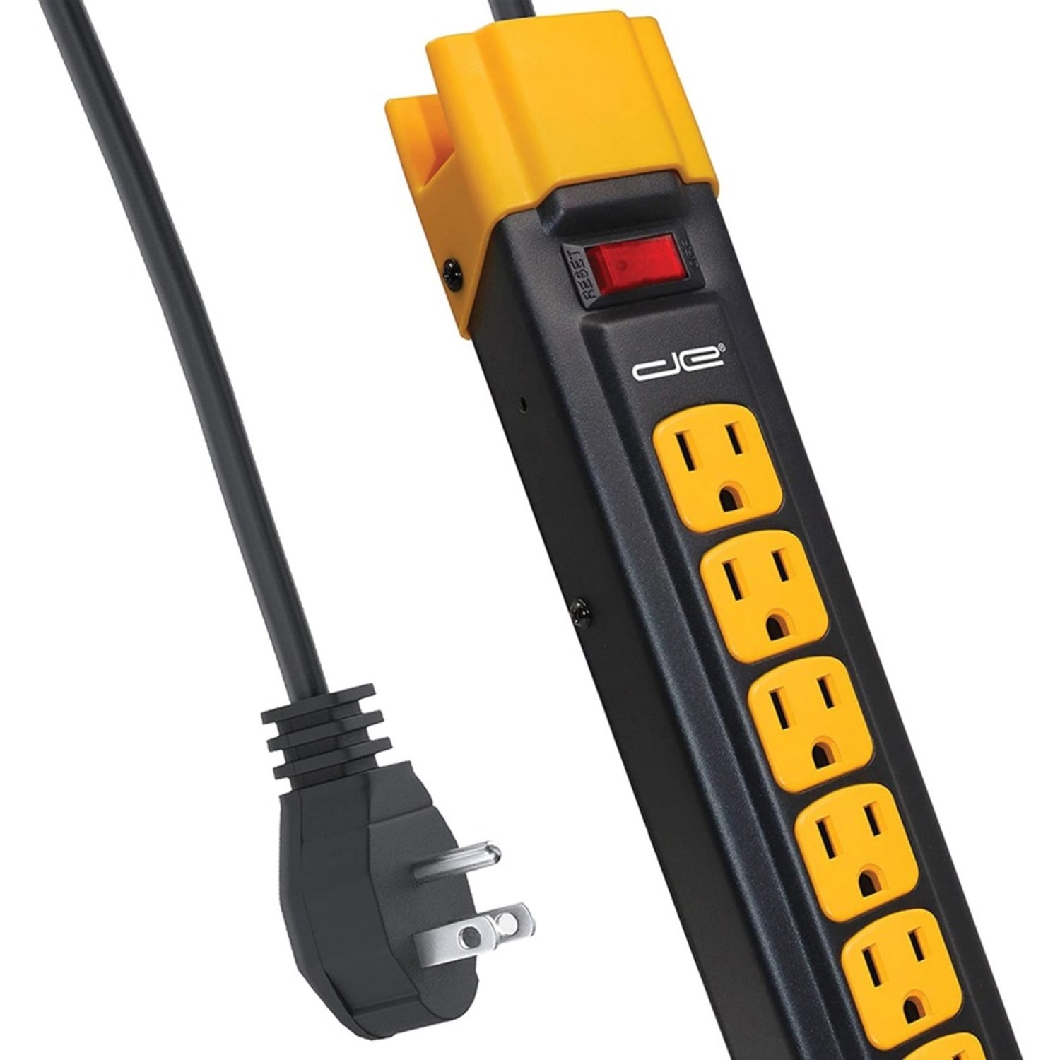 Digital Energy World 6-Outlet Metal Surge Protector Power Strip (Black/Yellow, 6-Foot Cord) - 6 x AC Power - 1875 VA - 4200 J - 120 V AC Input - 6 ft - Image 4