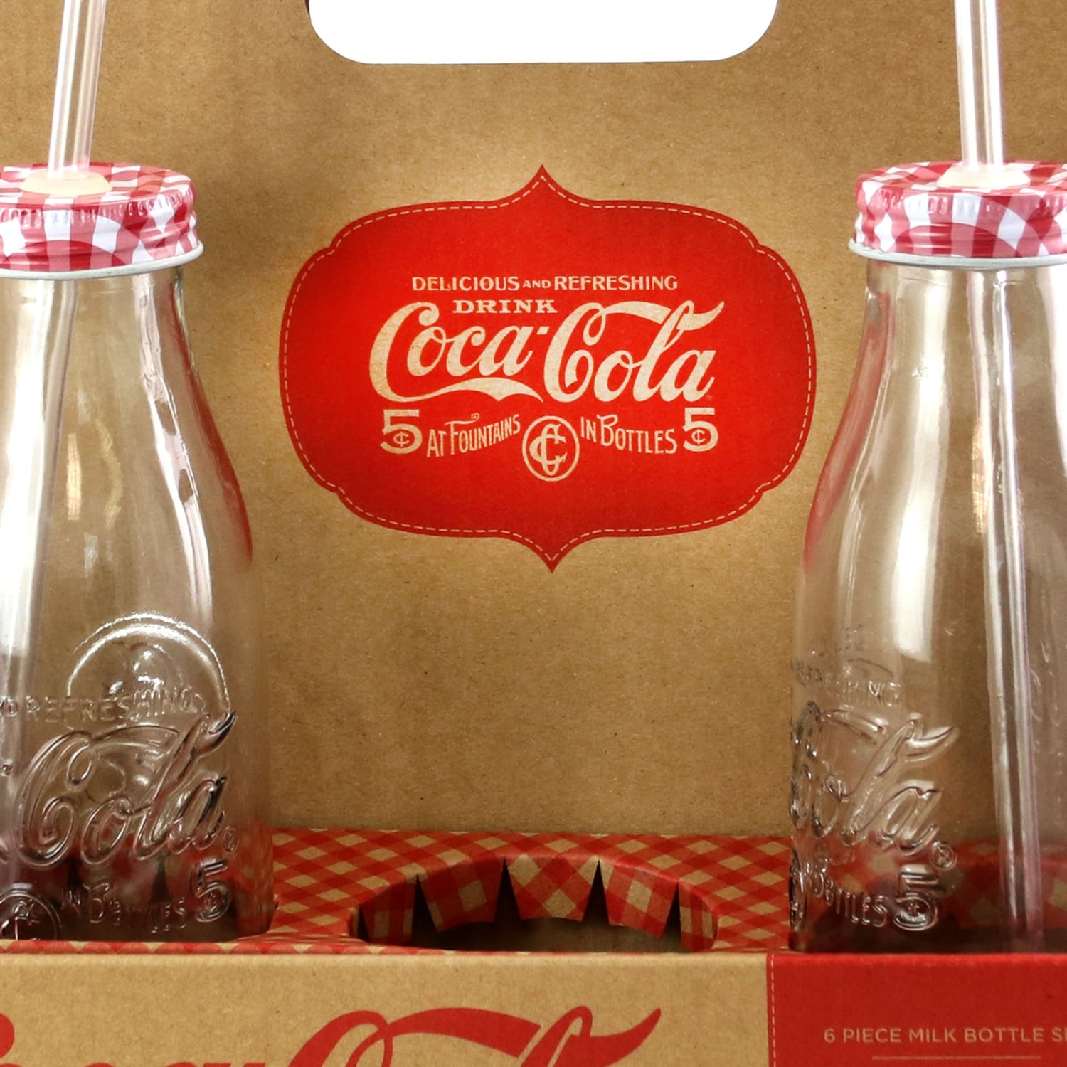 Coca-Cola Classic 6-Piece Drinking Glass Bottle Set, 15 Oz, Clear/Red - Image 4