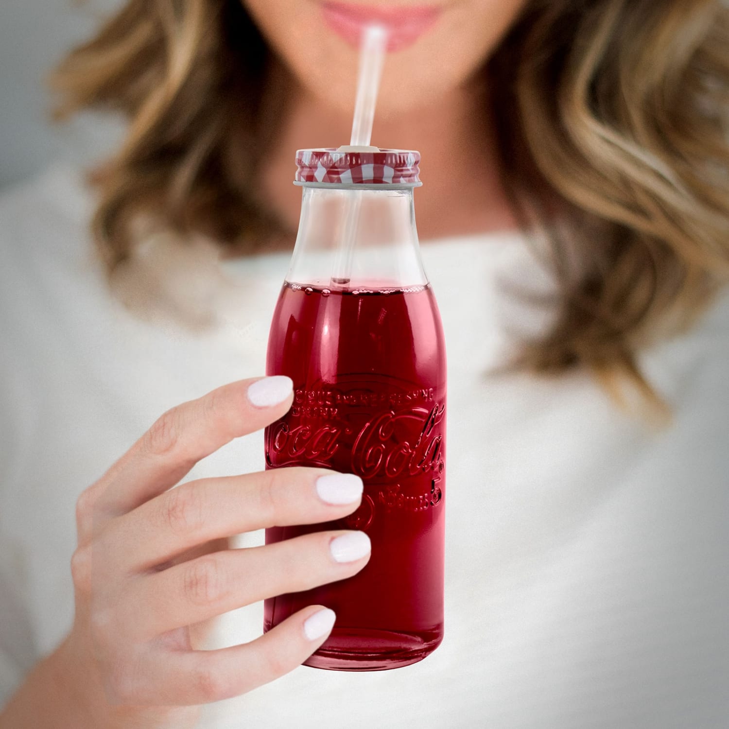 Coca-Cola Classic 6-Piece Drinking Glass Bottle Set, 15 Oz, Clear/Red - Image 5