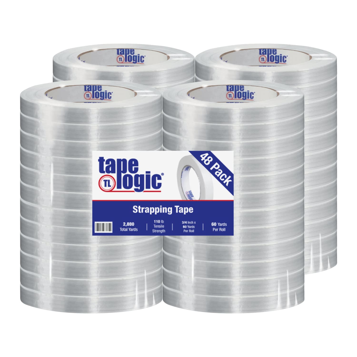 Tape Logic 1300 Strapping Tape, 3/4in x 60 Yd., Clear, Case Of 48