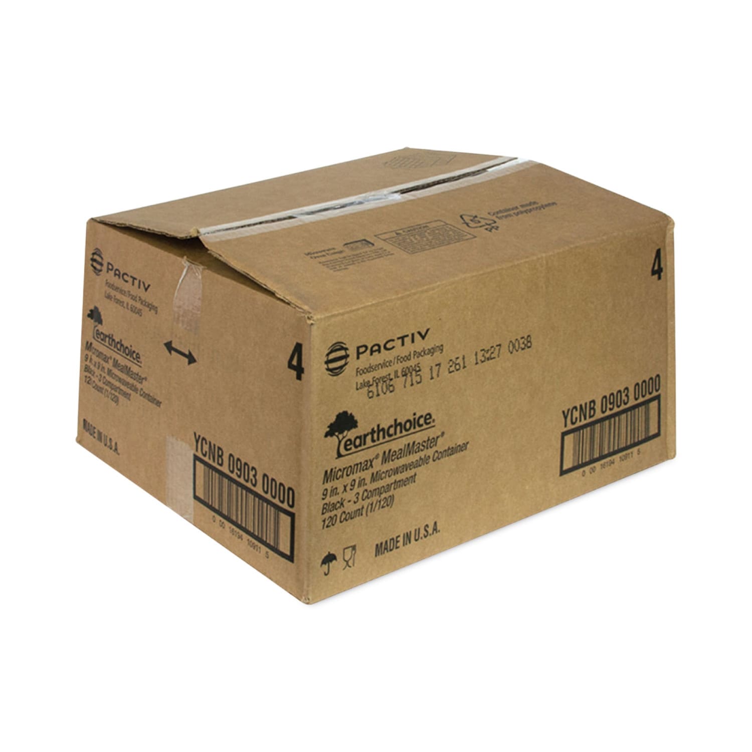 Pactiv Evergreen EarthChoice SmartLock Microwavable MFPP Hinged Lid Containers, 3-Compartment, 3-1/8inH x 9-3/8inW x 8-15/16inD, Black, Carton Of 120 Containers - Image 4
