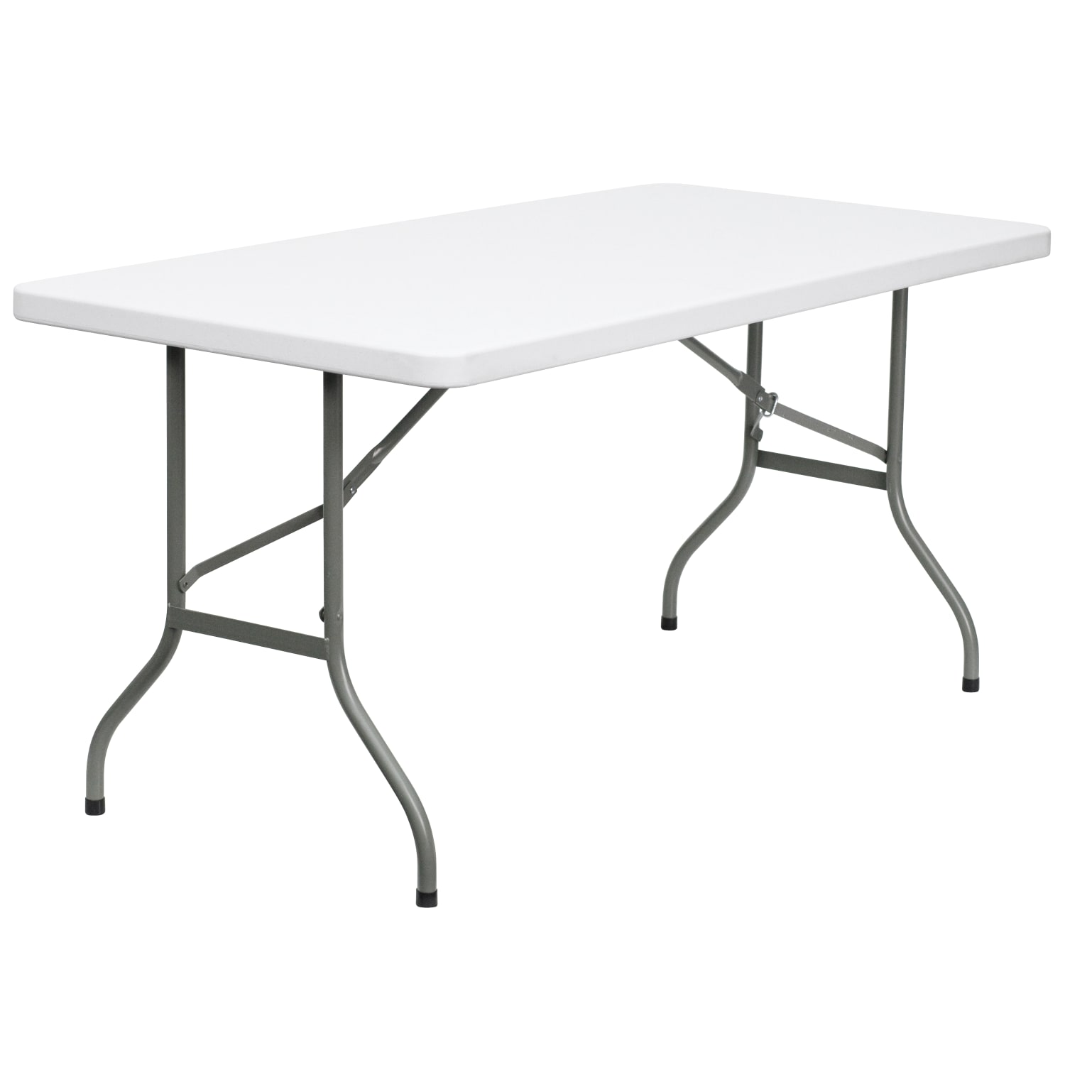 Flash Furniture Plastic Folding Table, 29inH x 30inW x 60inD, Granite White - Image 3