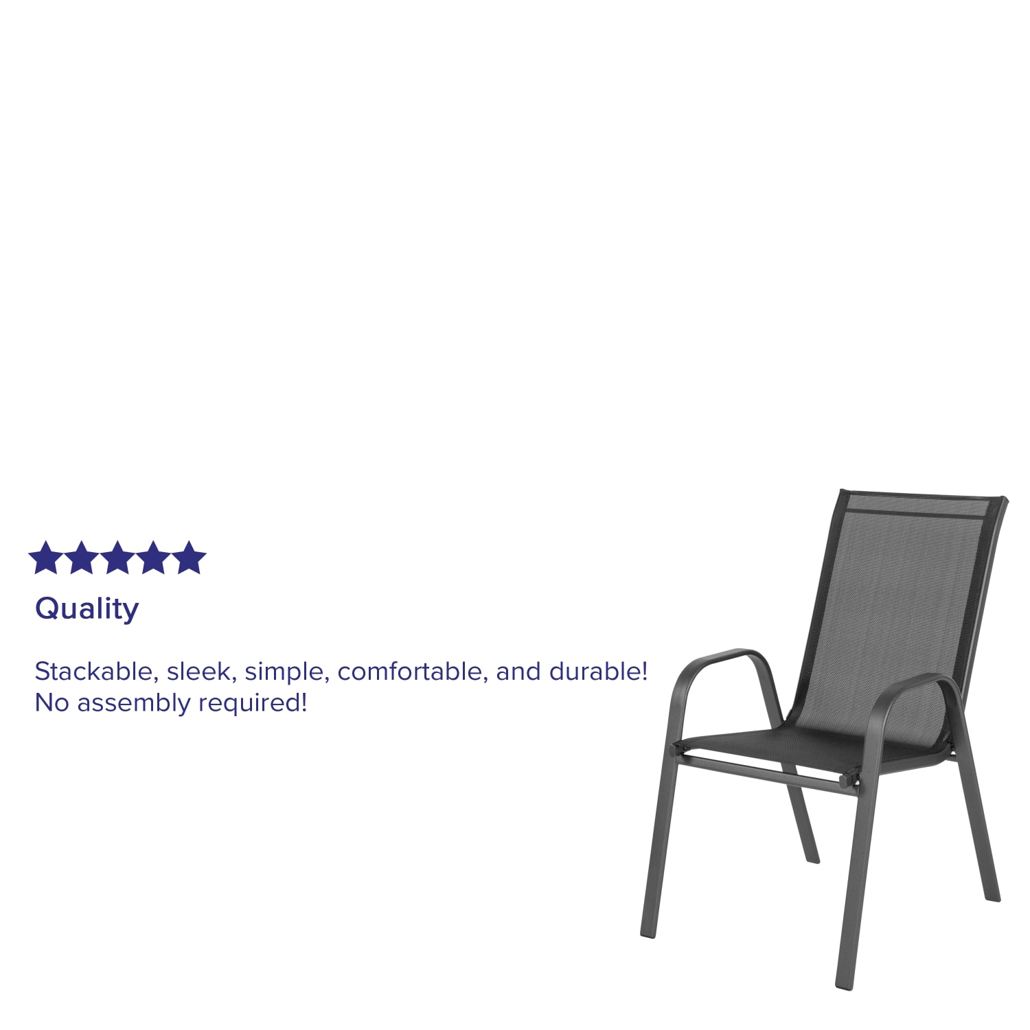 Flash Furniture Brazos Outdoor Stack Chairs Set Of 5 Chairs Black PopularChairscom