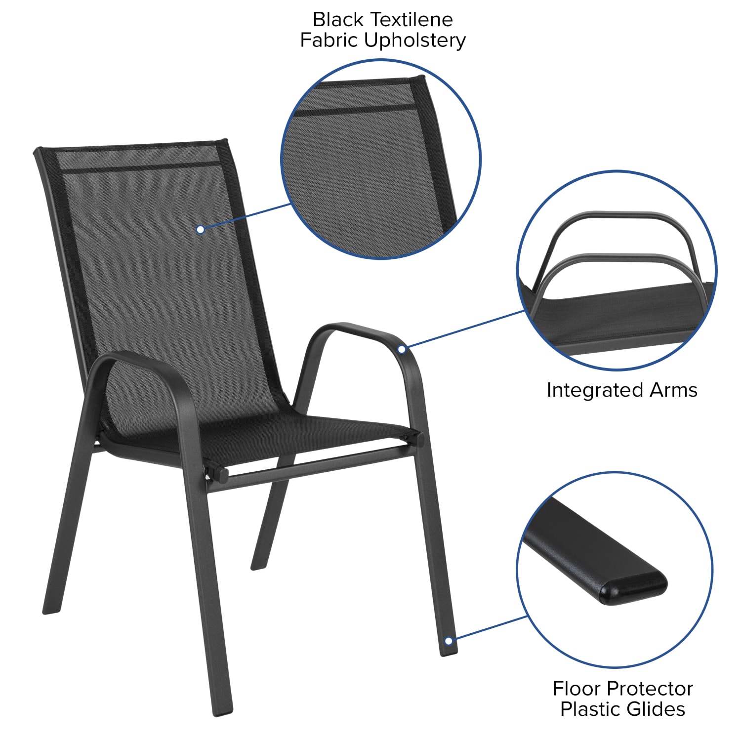 Flash Furniture Brazos Outdoor Stack Chairs Set Of 5 Chairs Black PopularChairscom