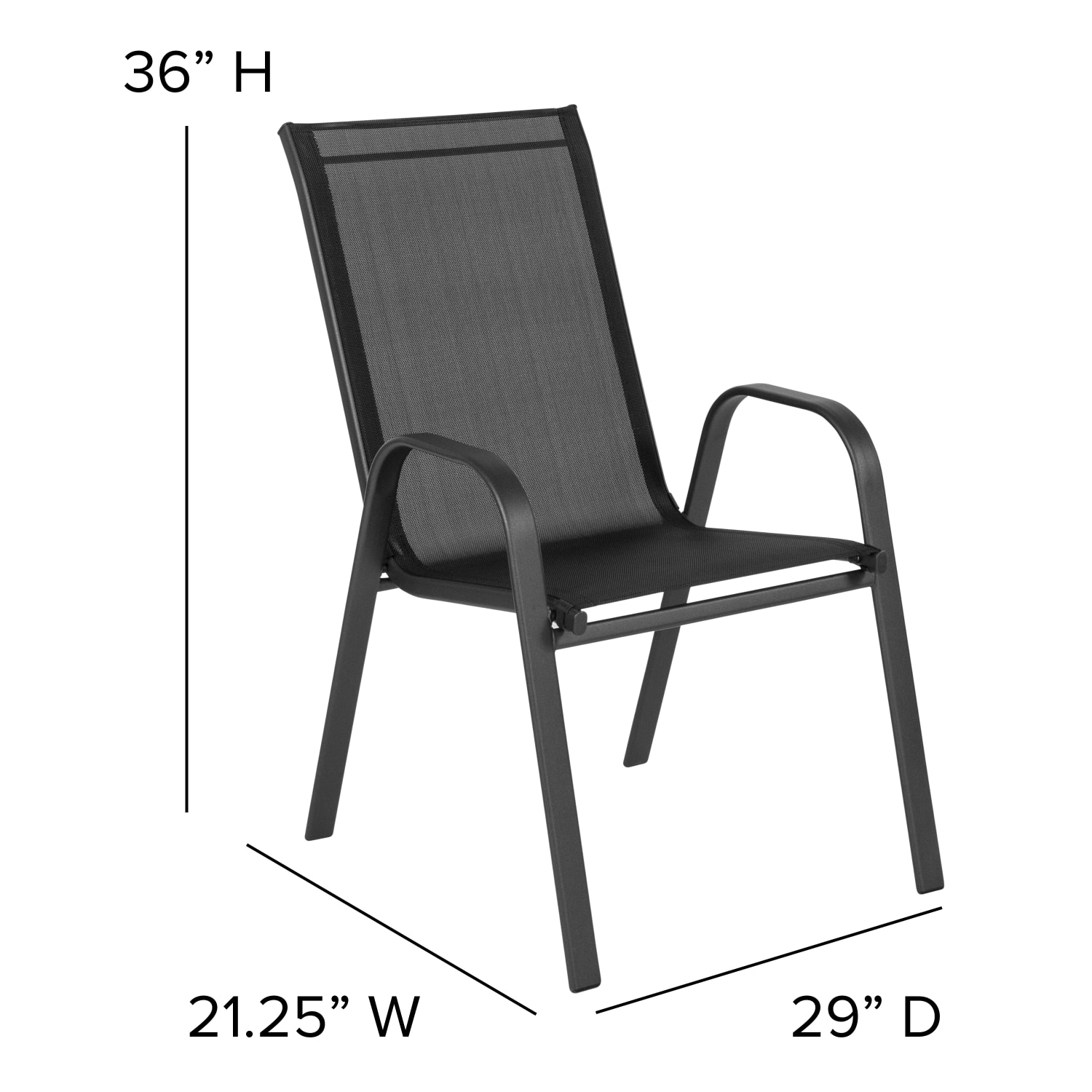 Flash Furniture Brazos Outdoor Stack Chairs Set Of 5 Chairs Black PopularChairscom