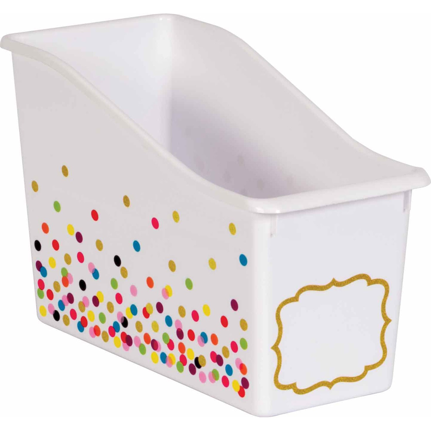 Teacher Created Resources Plastic Book Bins, 7-1/2inH x 11-3/8inW x 5-1/2inD, Confetti, Pack Of 3 Bins - Image 3