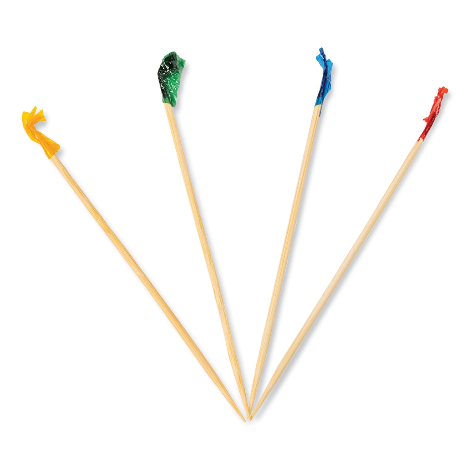 AmerCareRoyal Cellophane-Frill Wood Picks, 4in, Assorted, Case Of 10,000 Picks