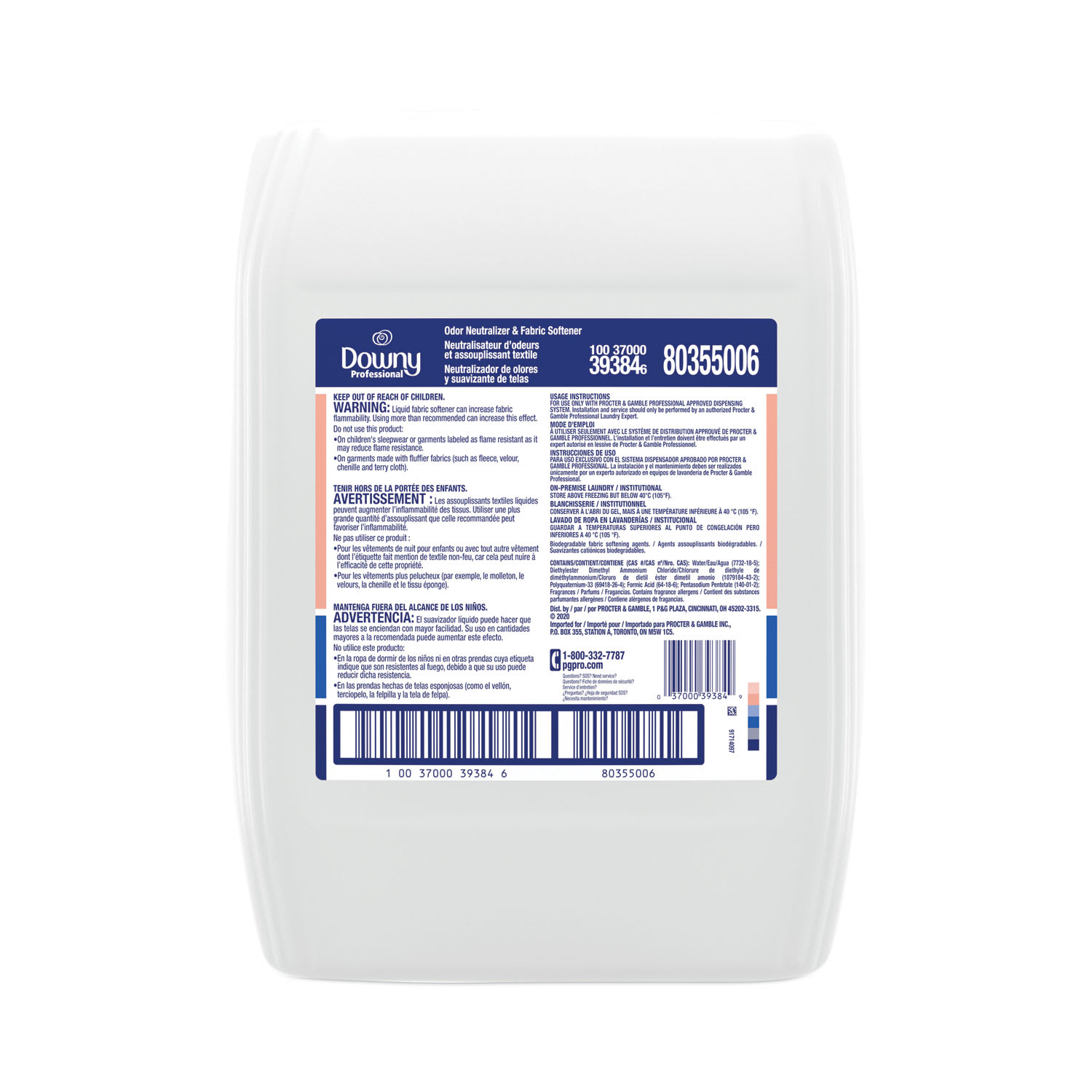 P&G Pro Line Downy Professional Odor Neutralizer and Fabric Softener, Fresh Scent, 5 gal Pail - Image 3