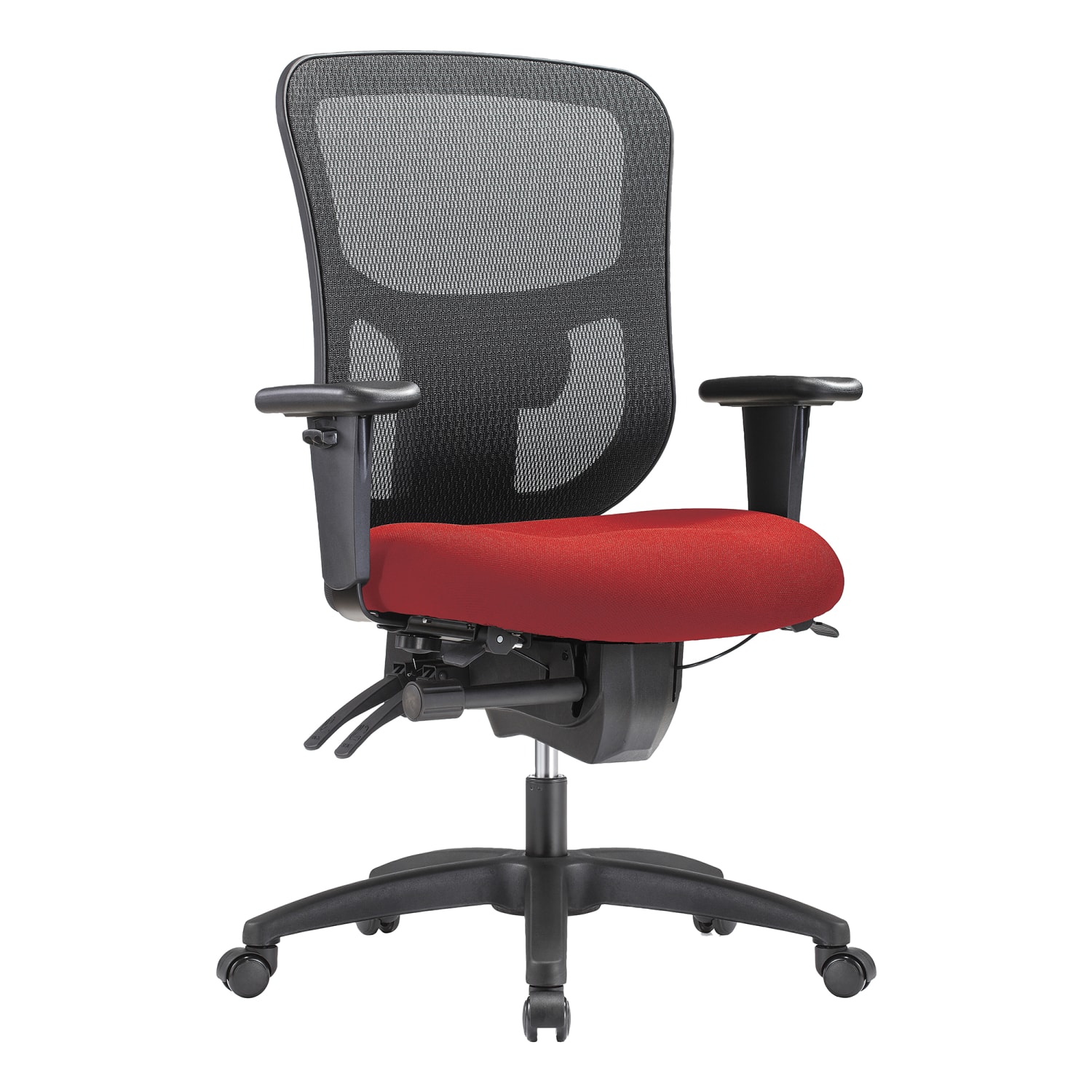 WorkPro 9500XL Series Big & Tall Ergonomic Mesh/Premium Fabric Mid-Back Chair, Black/Cherry, BIFMA Compliant