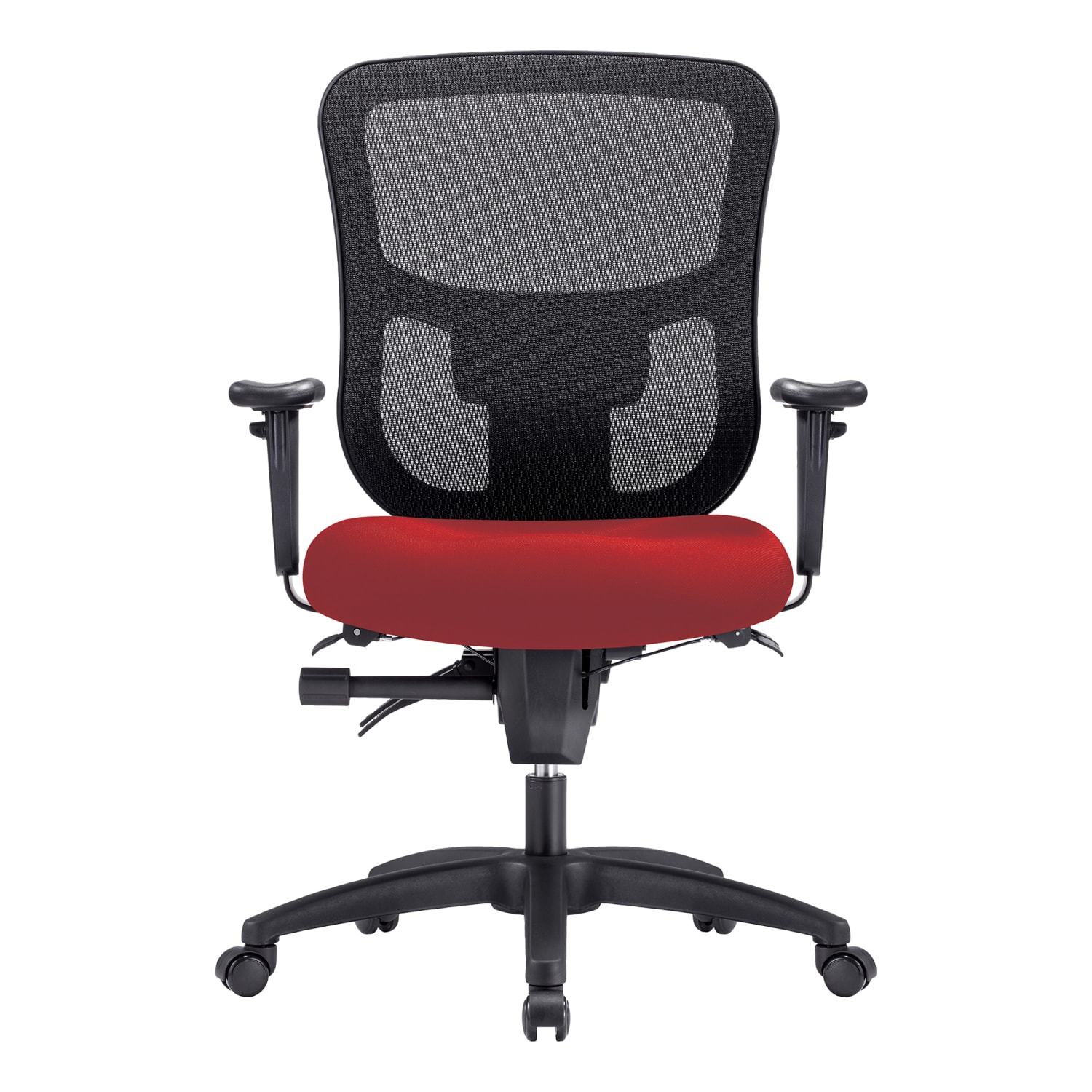 WorkPro 9500XL Series Big & Tall Ergonomic Mesh/Premium Fabric Mid-Back Chair, Black/Cherry, BIFMA Compliant - Image 3