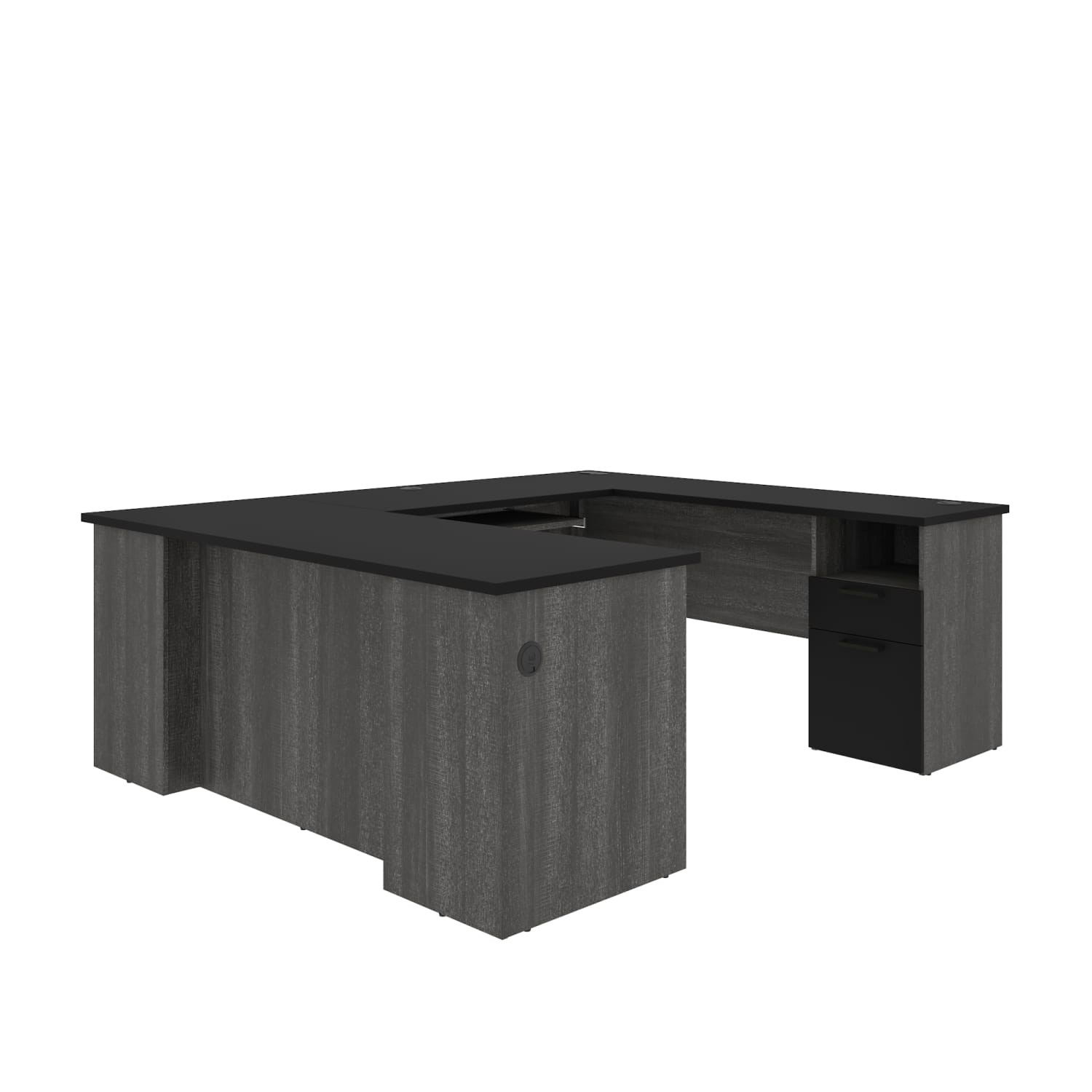 Bestar Norma 71inW U- Or L-Shaped Corner Desk, Black/Bark Gray - Image 3