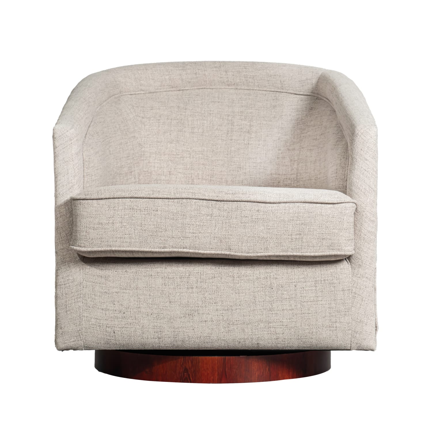 Flash Furniture Dean Club Style Commercial Fabric Barrel Accent Armchair with 360 Degree Swivel Metal Base and Sloped Armrests Cream PopularChairscom