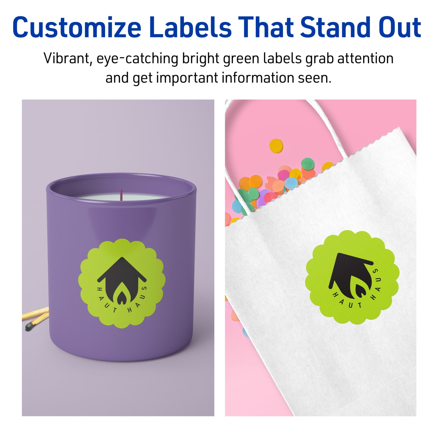 Avery Print-To-The-Edge Labels With Sure Feed Technology, 94516-BGP20, Round Scalloped, 2-1/2in, Matte Bright Green, Pack of 180 - Image 4