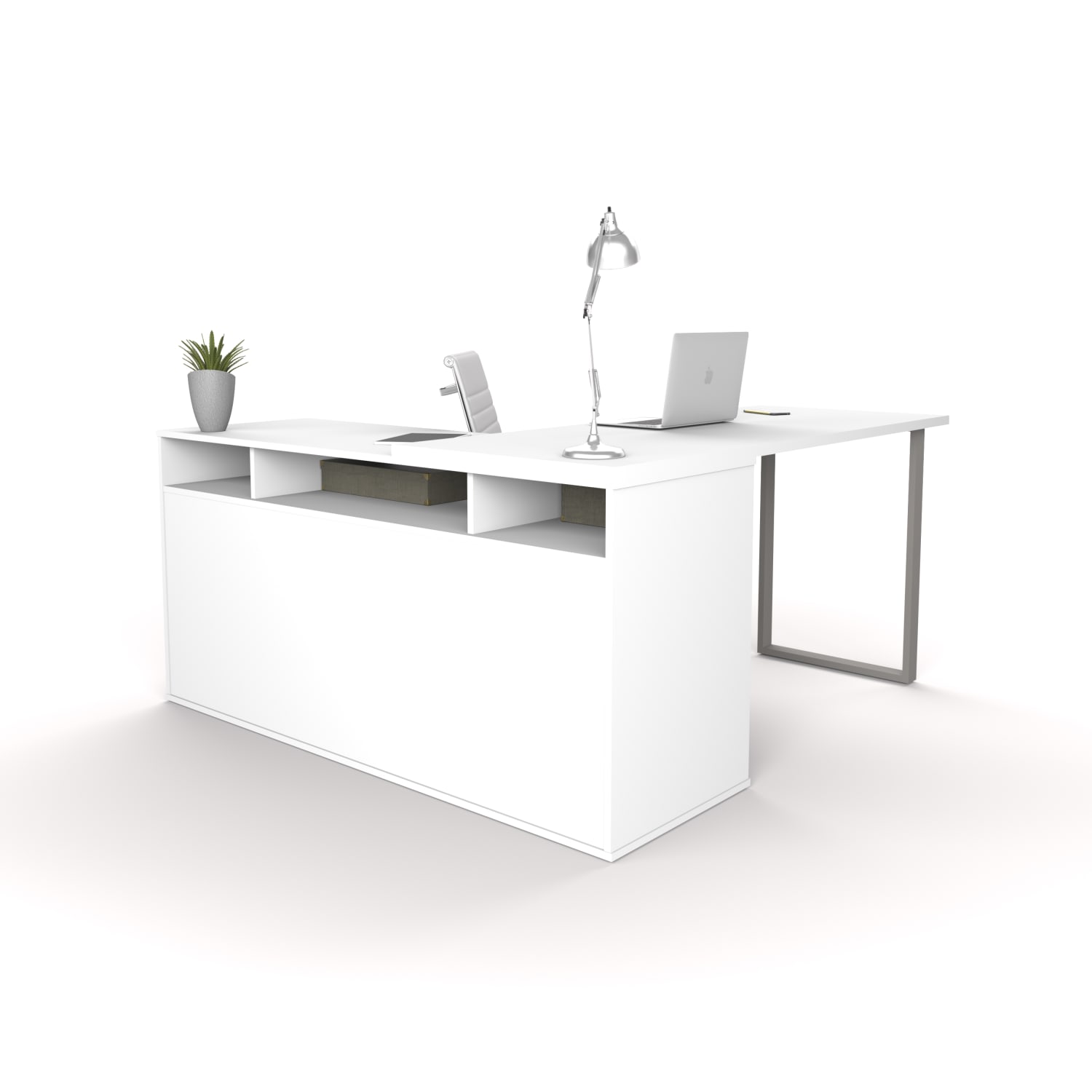 Bestar Solay 60inW L-Shaped Corner Desk, White - Image 3