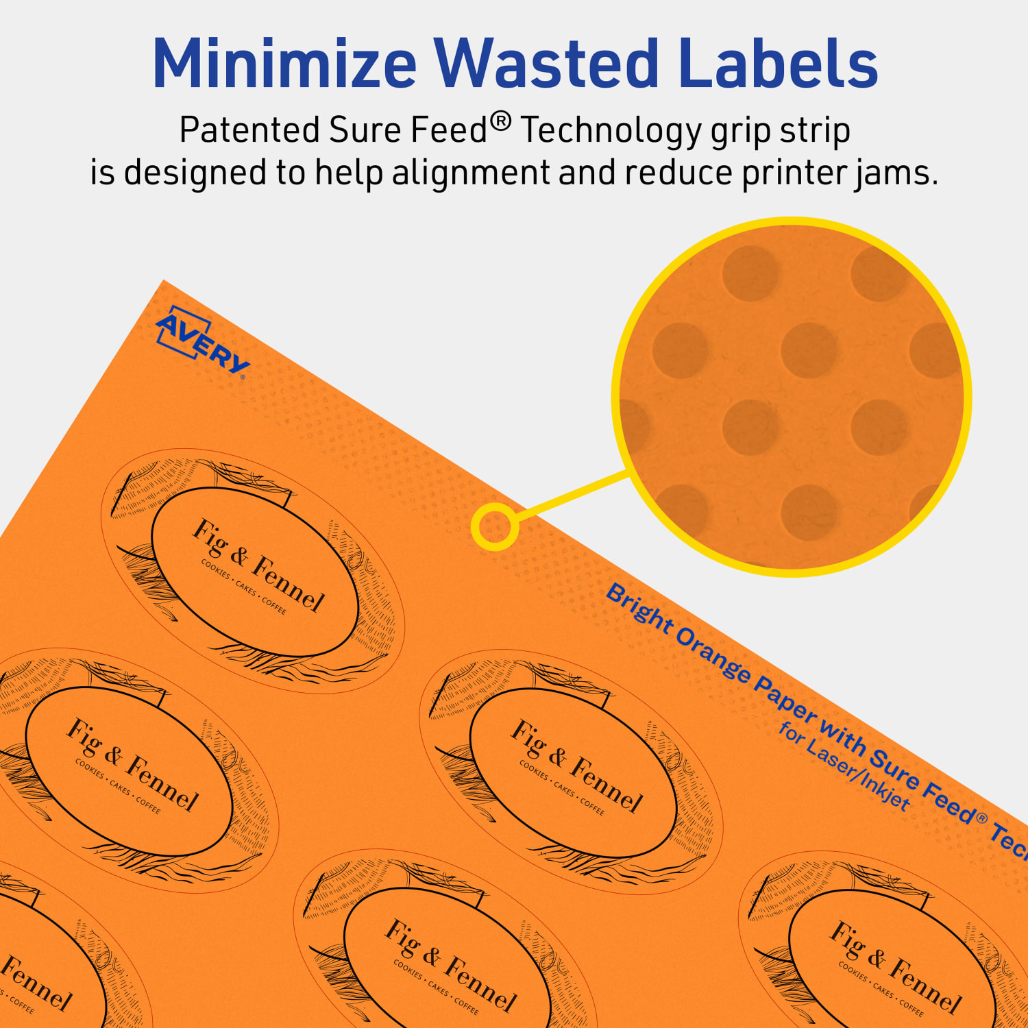 Avery Printable Labels With Sure Feed Technology, 94051-BOP80, Oval, 1-1/2in x 2-1/2in, Matte Bright Orange, Pack of 1440 - Image 5