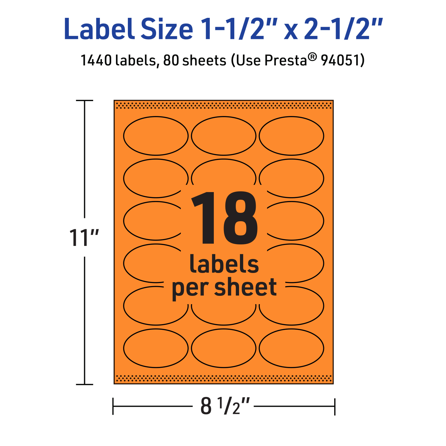 Avery Printable Labels With Sure Feed Technology, 94051-BOP80, Oval, 1-1/2in x 2-1/2in, Matte Bright Orange, Pack of 1440 - Image 6
