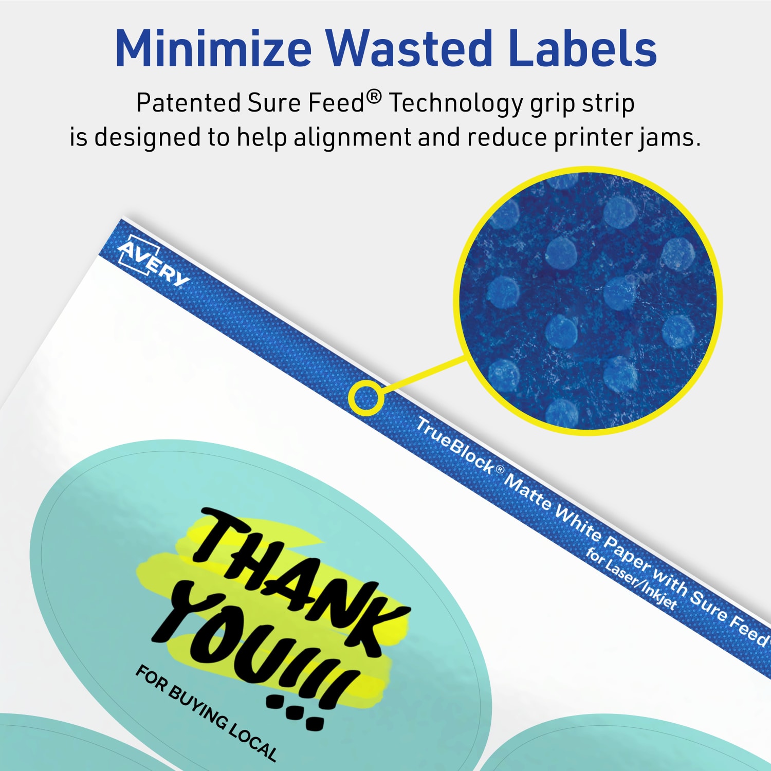 Avery Print-To-The-Edge TrueBlock Labels With Sure Feed, 94056-TWMP100, Oval, 2in x 3-1/3in, Matte White, Pack Of 800 - Image 5