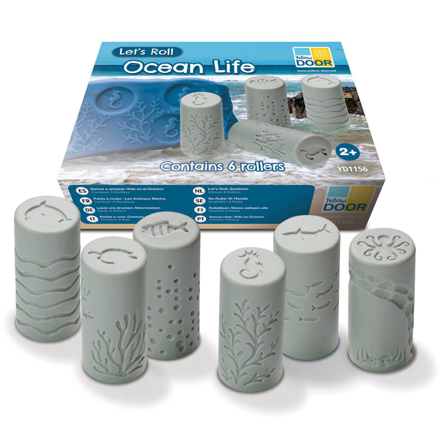 Yellow Door Lets Roll Rollers, 3in x 1-1/4in, Ocean Life, Grade Pre-K To 1, Set Of 6 Rollers
