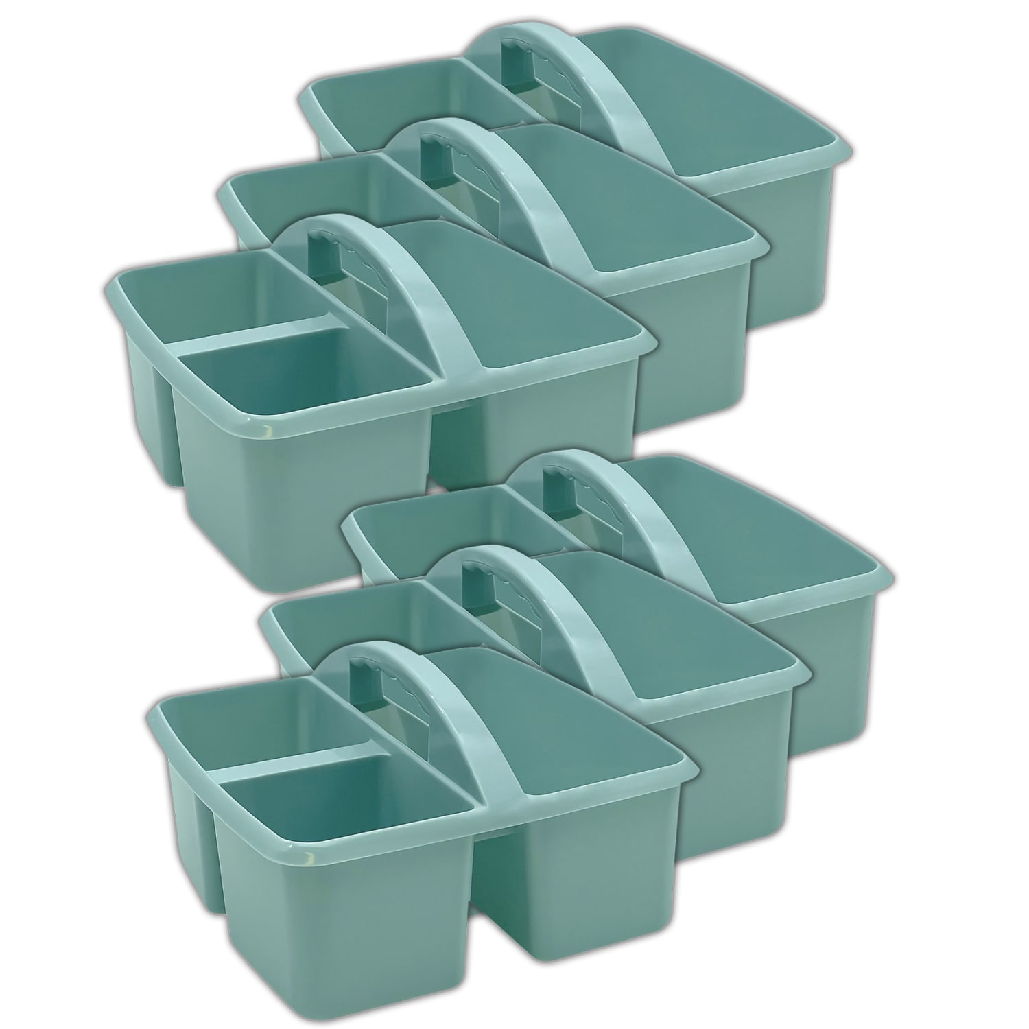 Teacher Created Resources Plastic Storage Caddies, 5-1/4inH x 9-1/4inW x 9inD, Calming Blue, Pack Of 6 Caddies