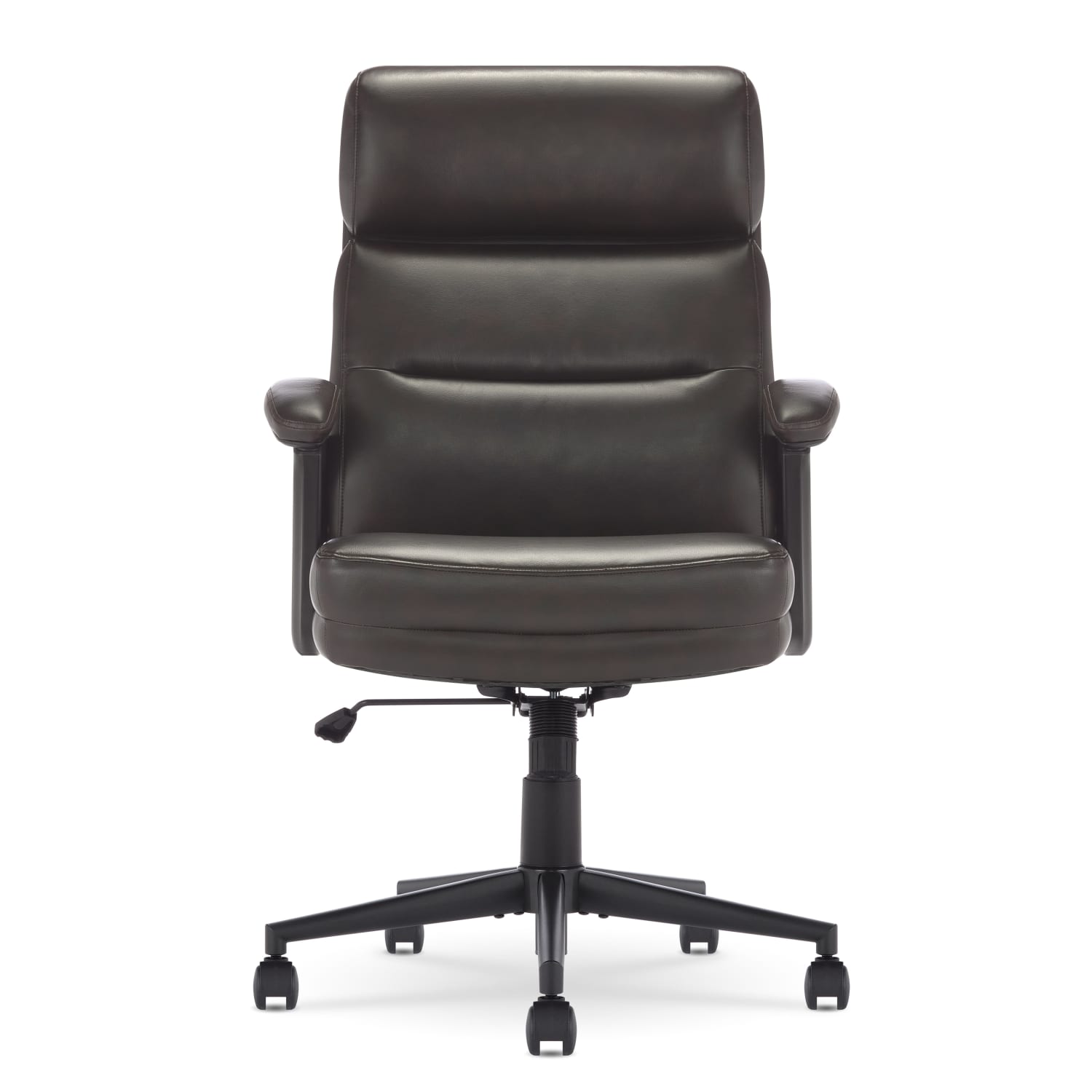 Serta Comfort Ergonomic Bonded Leather Mid Back Executive Office Chair Brown PopularChairscom