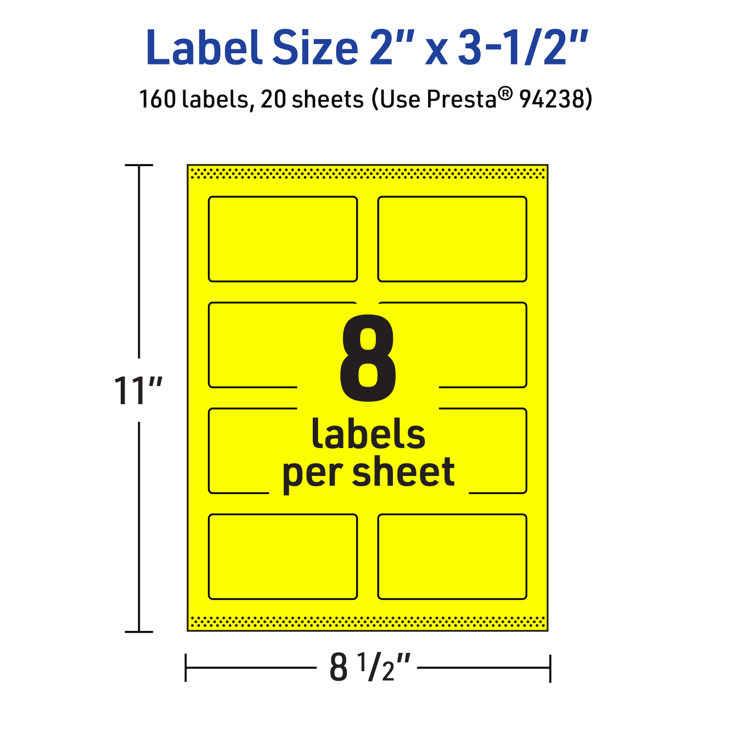 Avery Print-To-The-Edge Labels With Sure Feed Technology And Easy Peel, 94238-NYP20, Rectangle, 2in x 3-1/2in, Matte Neon Yellow, Pack of 160 - Image 6