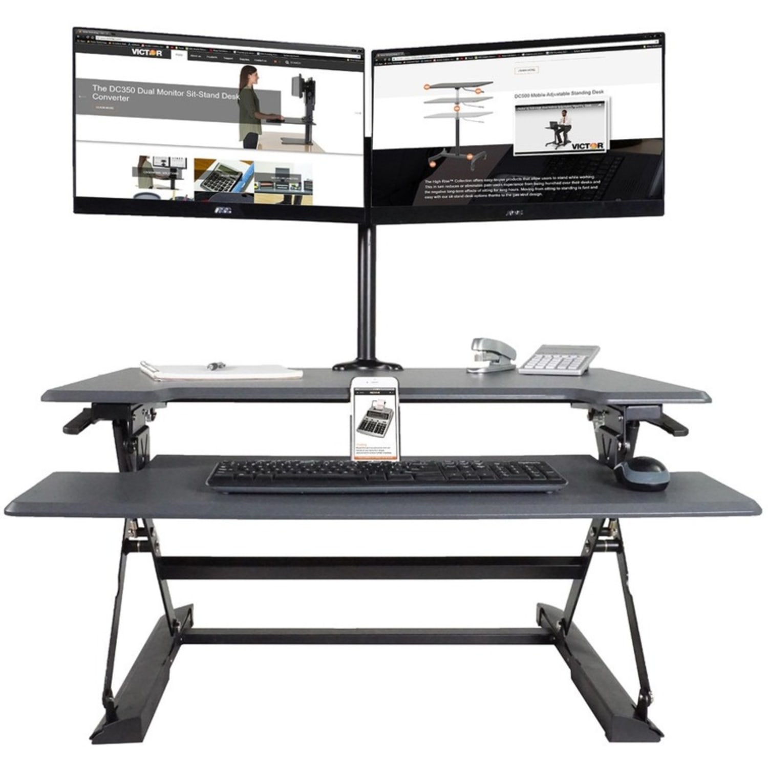 Victor DC002 Dual Or Single Monitor Mount, Black - Image 3