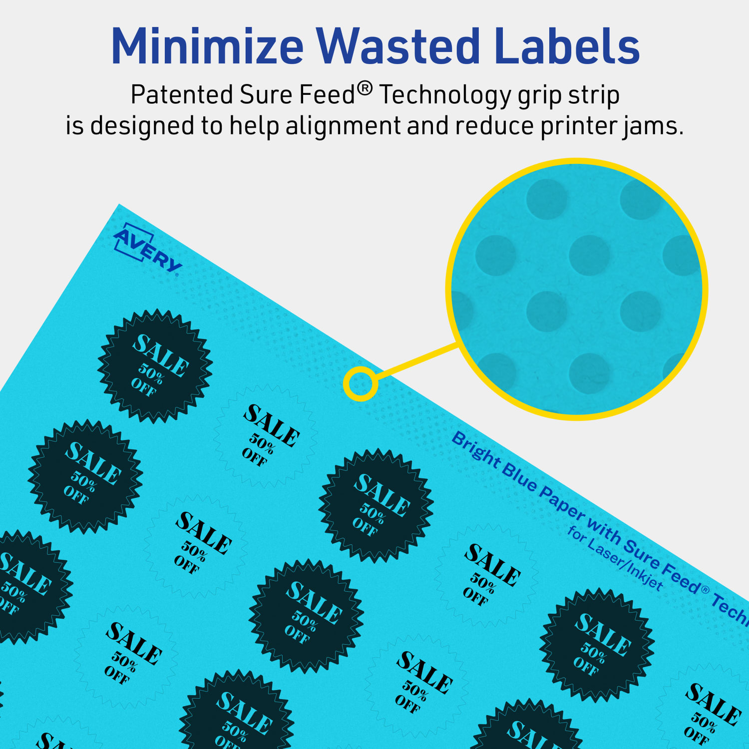 Avery Print-To-The-Edge Labels With Sure Feed Technology, 94606-BBP20, Starburst, 1in, Matte Bright Blue, Pack of 960 - Image 5