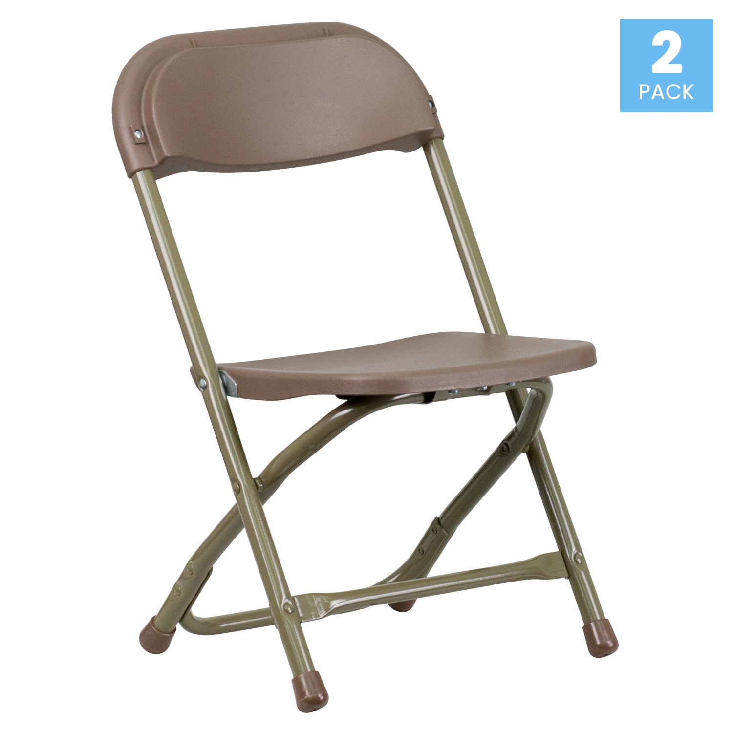 Flash Furniture 2 Pack Kids Plastic Folding Chair, Brown - Image 3
