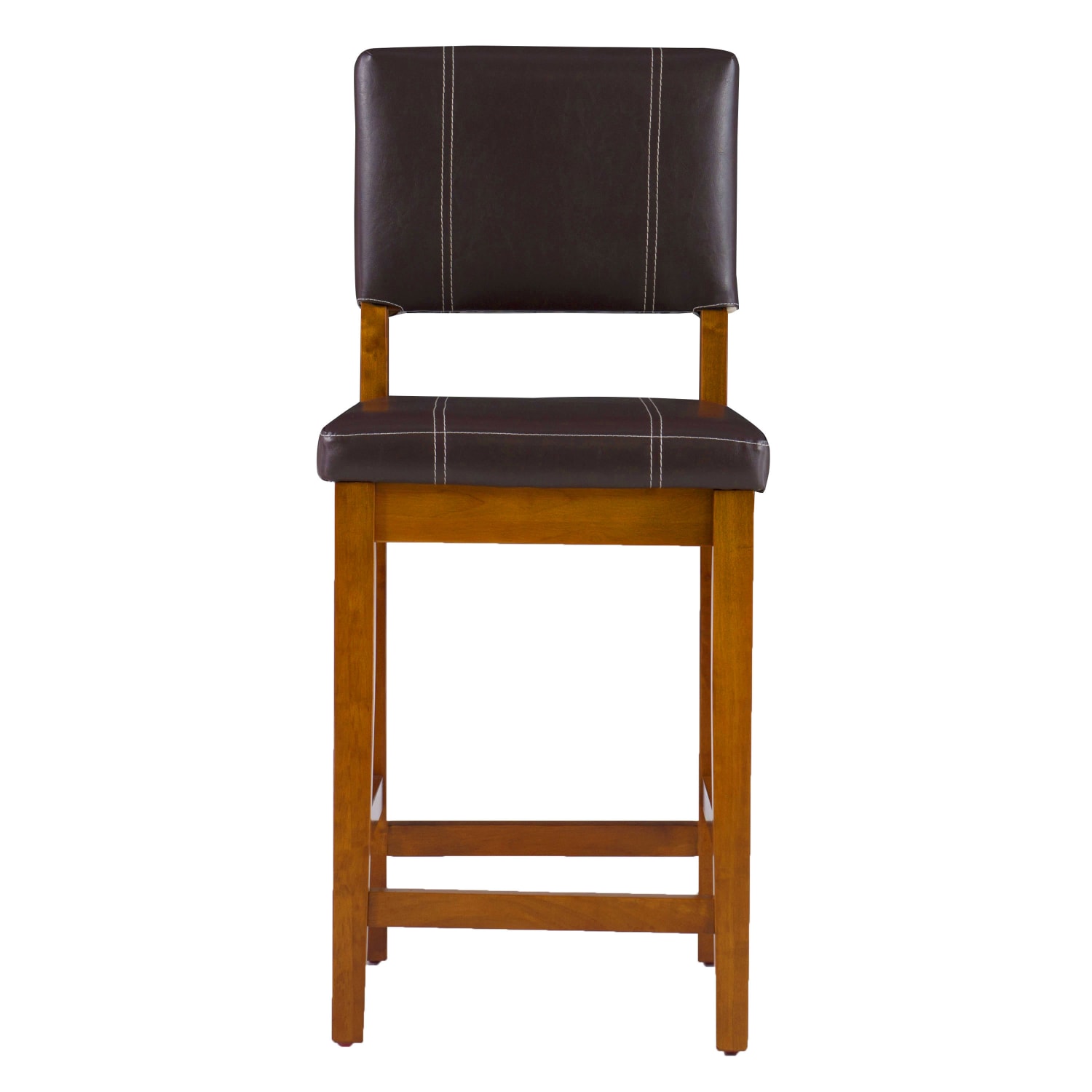 Linon Victoria Faux Leather Counter Stool, Dark Brown/Walnut - Image 5