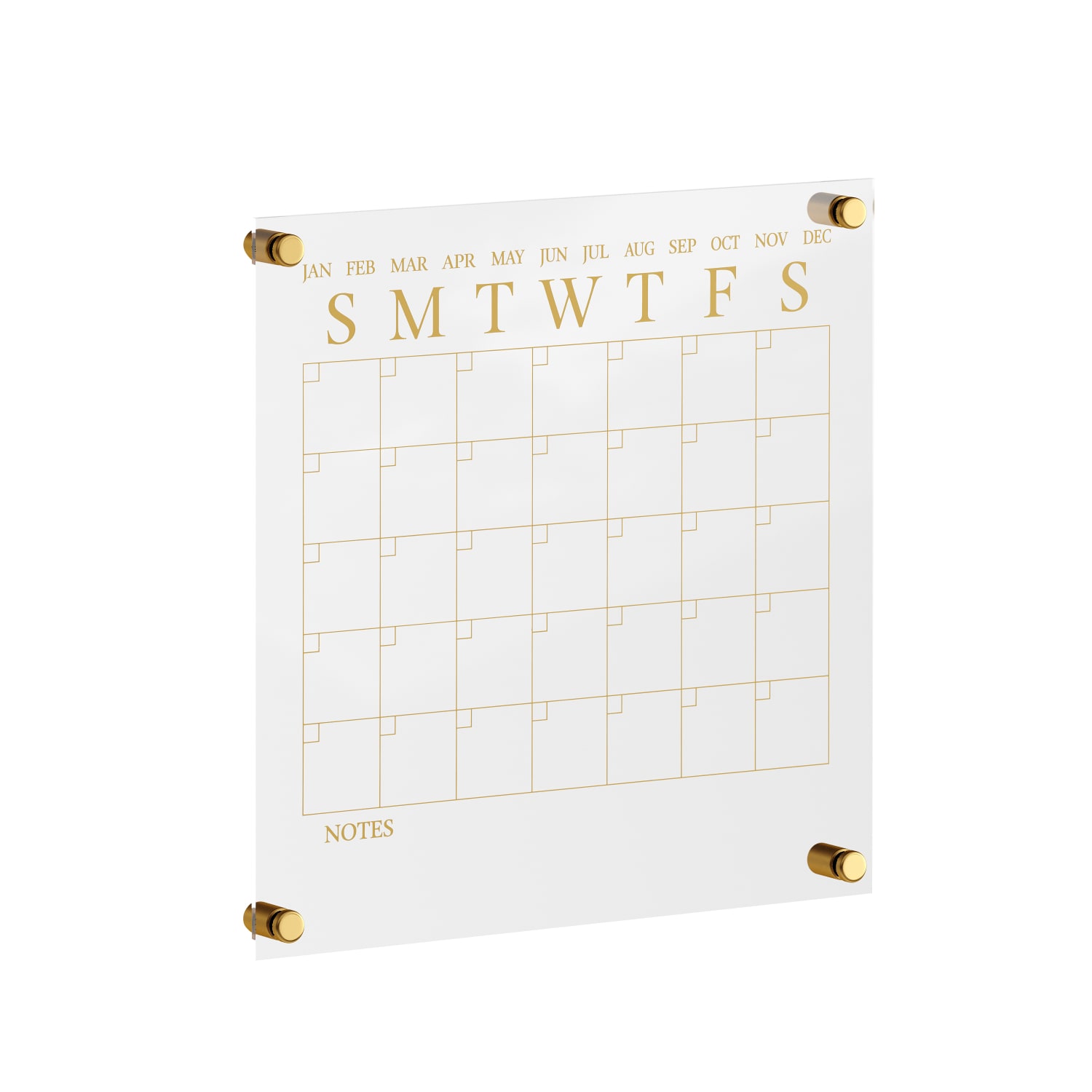 Martha Stewart Grayson Monthly Acrylic Wall Calendar, 14in x 14in, Clear/Gold/Black, Undated - Image 3