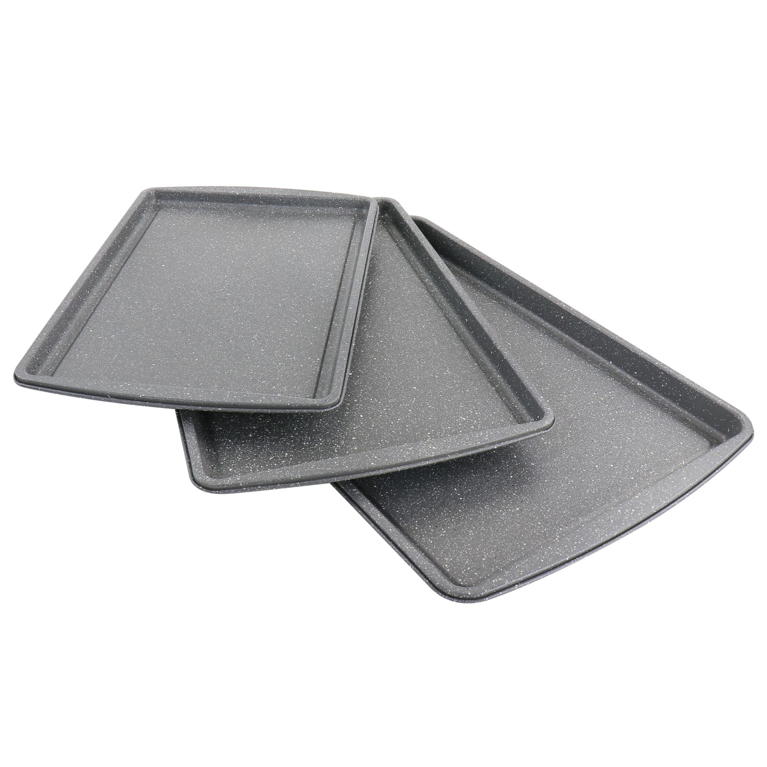 Oster 3-Piece Carbon Steel Non-Stick Cookie Sheet Set, Gray - Image 3