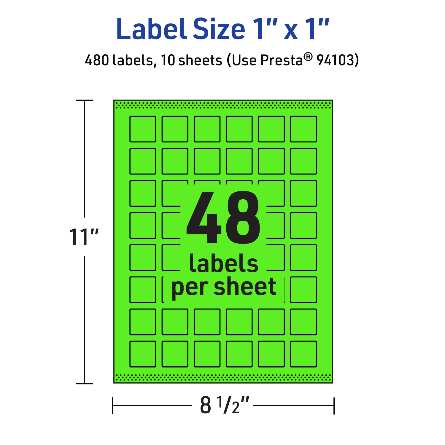 Avery Print-To-The-Edge Labels With Sure Feed Technology And Easy Peel Label Feature, 94103-NGP10, Square, 1in x 1in, Matte Neon Green, Pack of 480 - Image 6