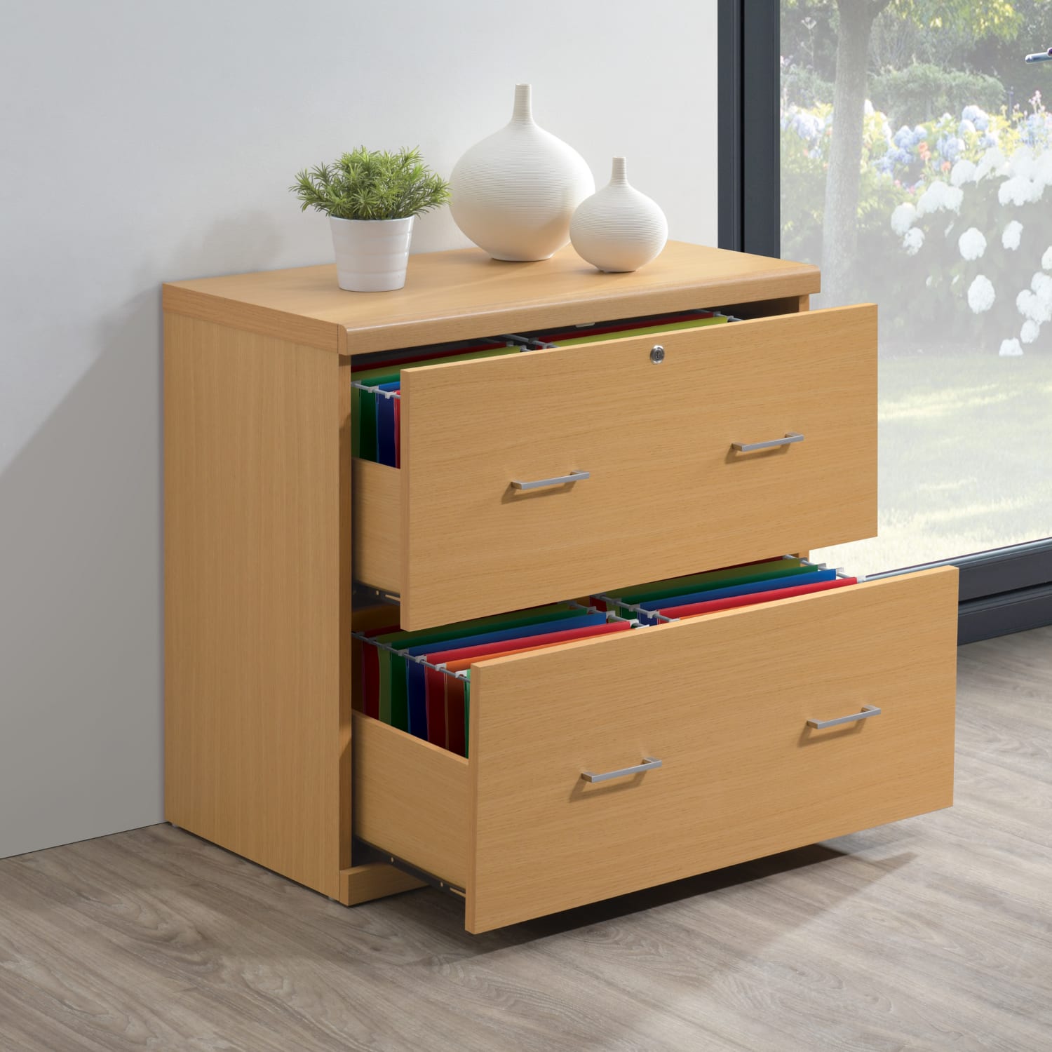 Office Star Alpine 30inW x 17inD Lateral 2-Drawer File Cabinet With Lockdowel Fastening System, Natural - Image 4