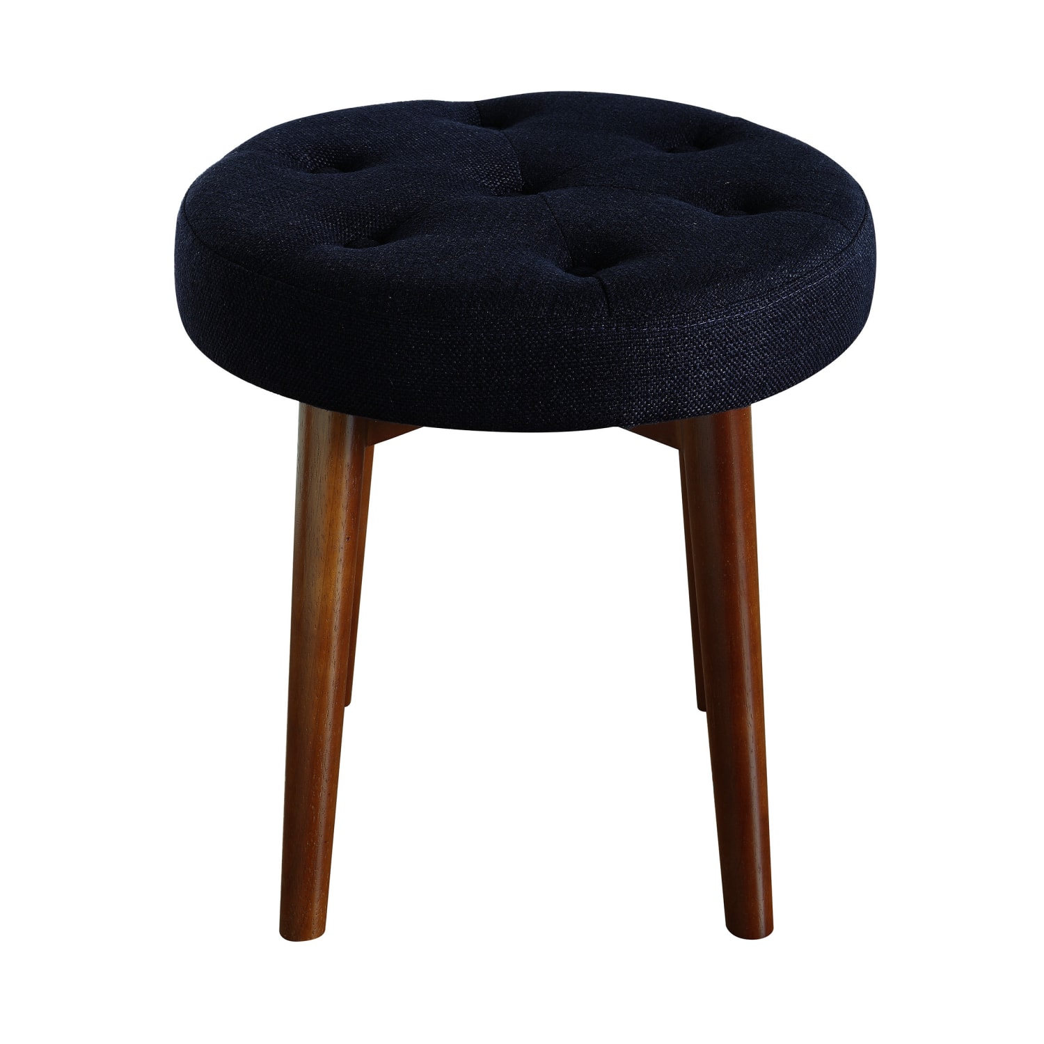 Elle Decor Penelope Round Tufted Stool, Rich Navy/Brown - Image 5