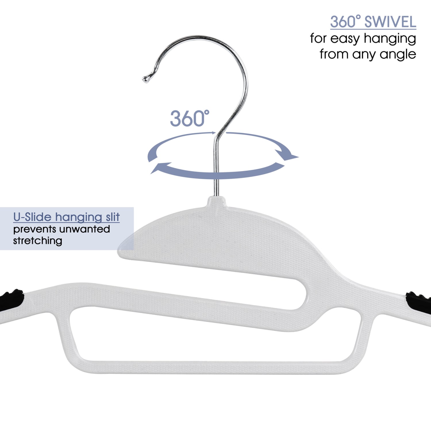 Elama Home Non-Slip Hangers, White/Black, Pack Of 50 Hangers - Image 5