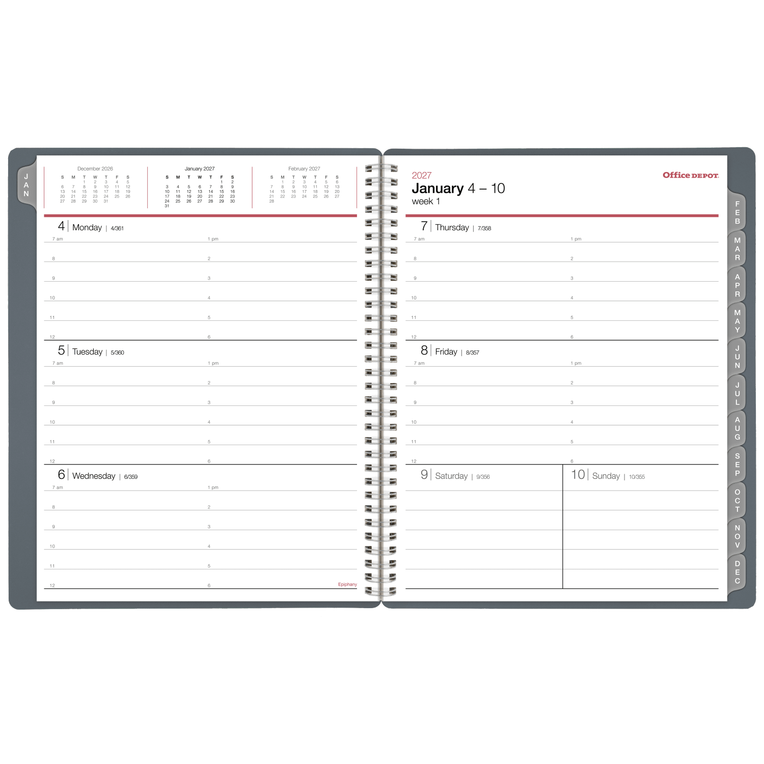 Office Depot Brand Weekly Monthly Appointment Book, 8 1/2in x 11in, Silver, January 2027 to December 2027, OD71053027 - Image 3