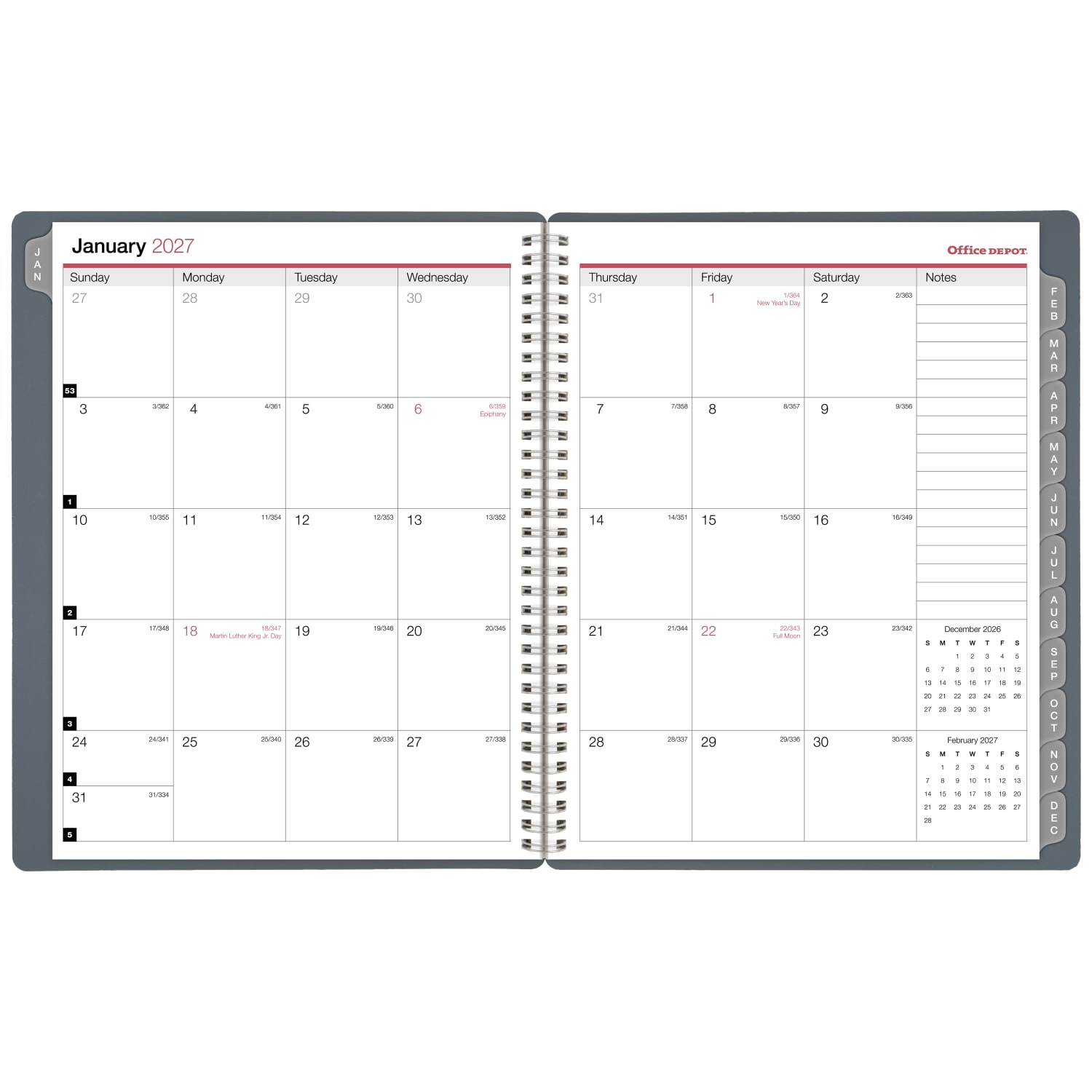 Office Depot Brand Weekly Monthly Appointment Book, 8 1/2in x 11in, Silver, January 2027 to December 2027, OD71053027 - Image 4