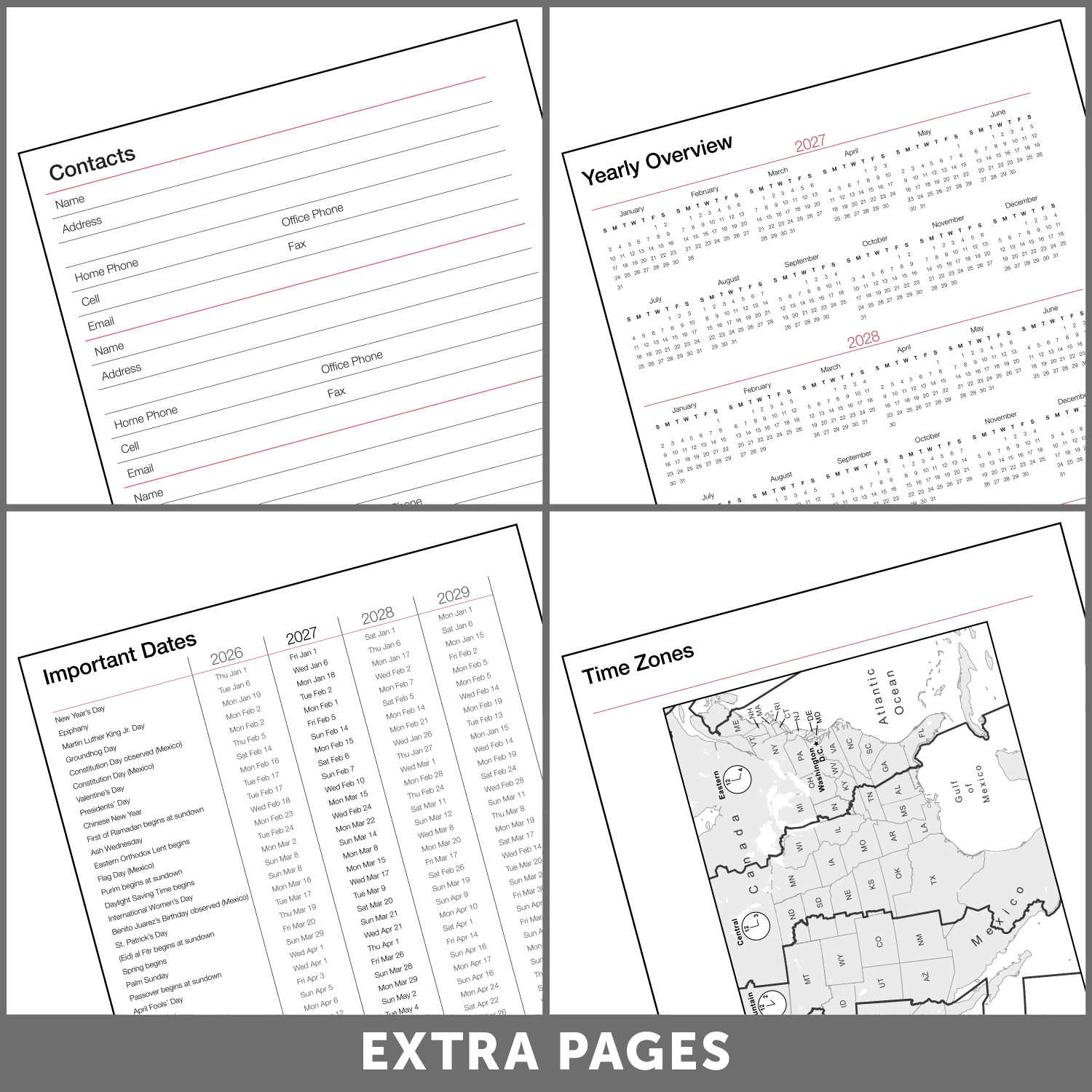 Office Depot Brand Weekly Monthly Appointment Book, 8 1/2in x 11in, Silver, January 2027 to December 2027, OD71053027 - Image 6