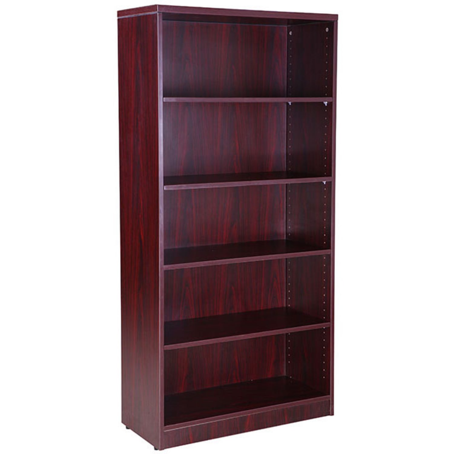 Boss Office Products 66inH 5-Shelf Bookcase, Mahogany