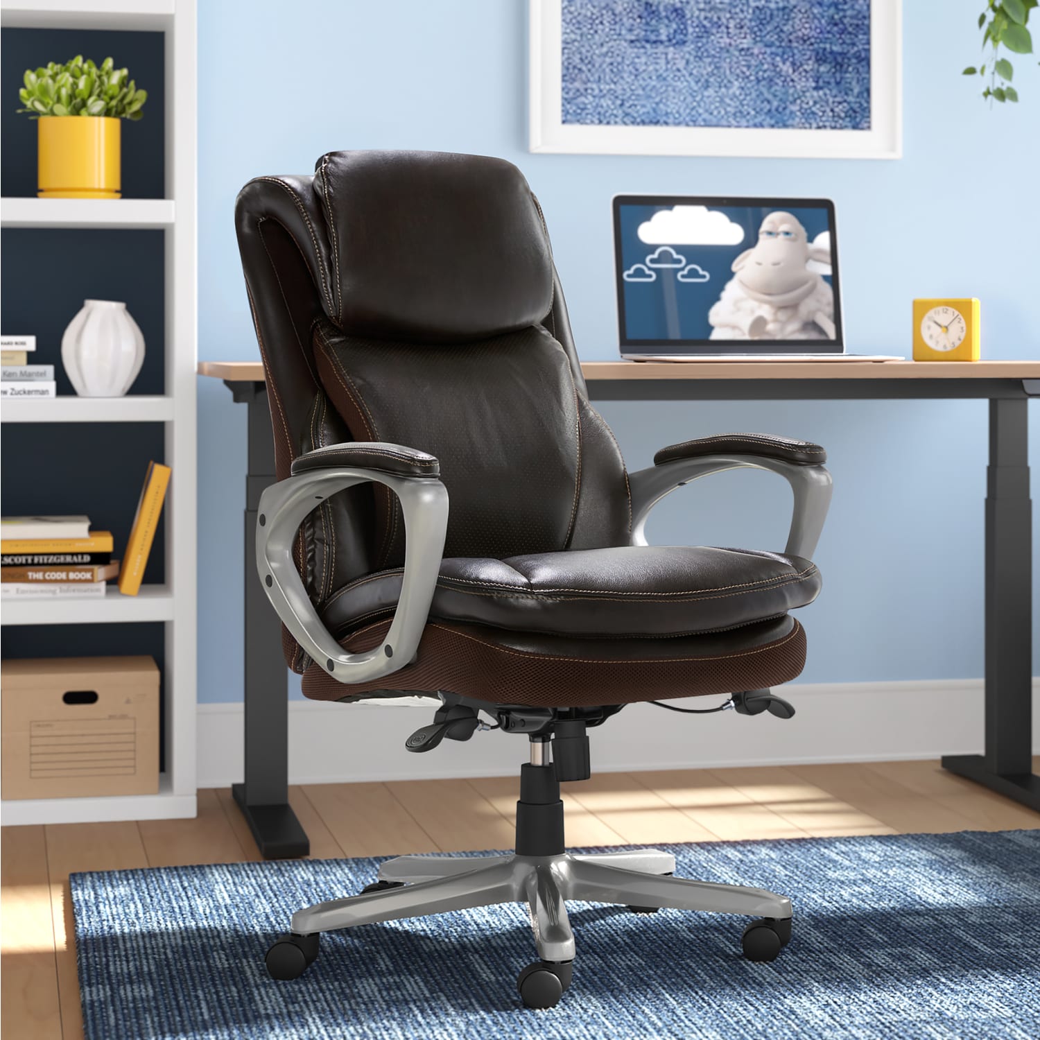 Serta Smart Layers Arlington AIR Ergonomic Bonded Leather High-Back Executive Chair, Brown