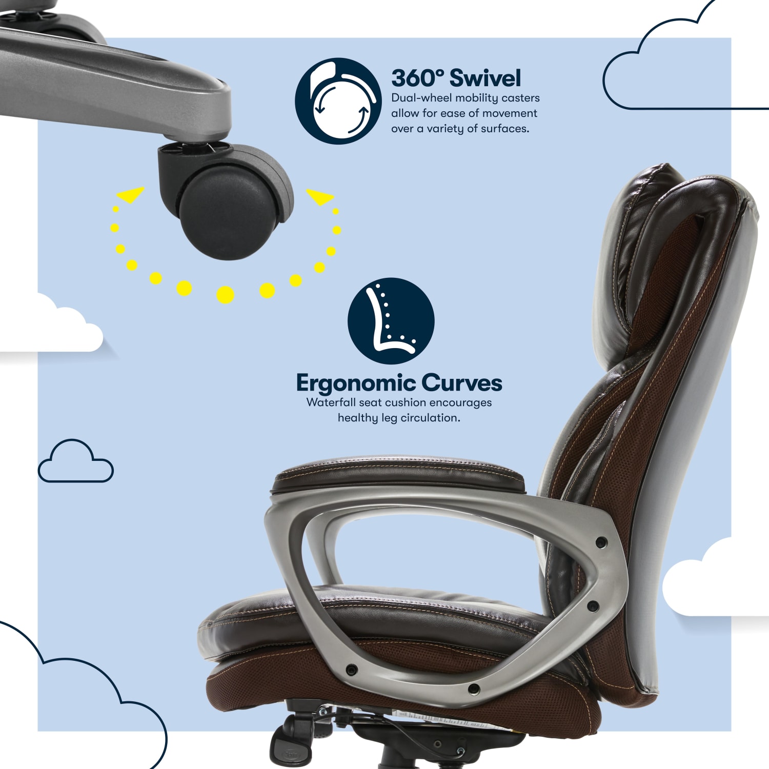 Serta Smart Layers Arlington AIR Ergonomic Bonded Leather HighBack Executive Chair Brown PopularChairscom Serta Smart Layers Arlington AIR Ergonomic Bonded Leather High Back Executive Chair Brown PopularChairscom