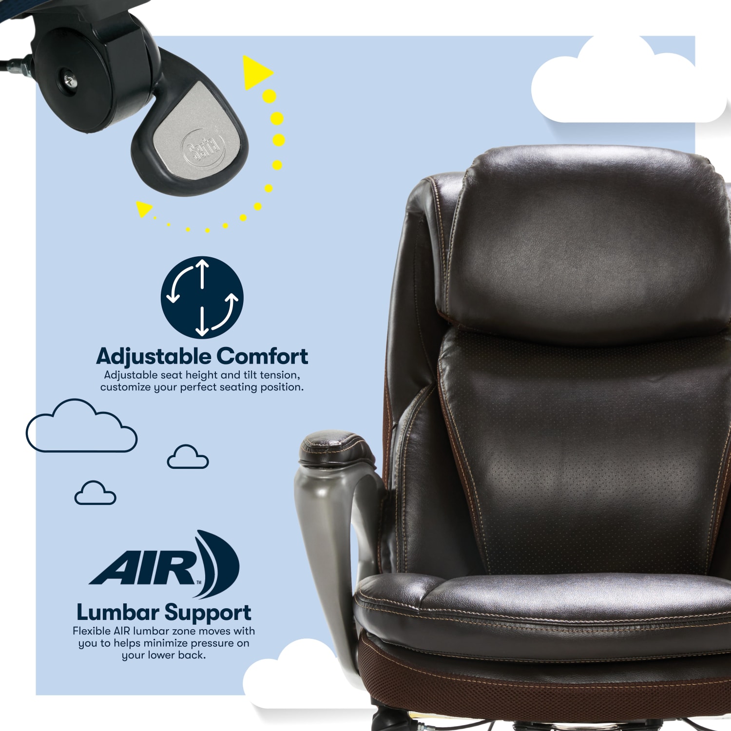 Serta Smart Layers Arlington AIR Ergonomic Bonded Leather HighBack Executive Chair Brown PopularChairscom Serta Smart Layers Arlington AIR Ergonomic Bonded Leather High Back Executive Chair Brown PopularChairscom