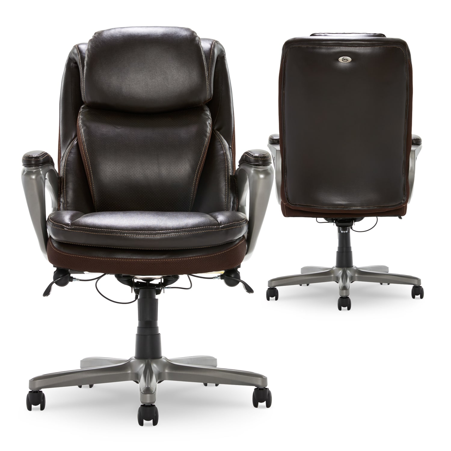 Serta Smart Layers Arlington AIR Ergonomic Bonded Leather HighBack Executive Chair Brown PopularChairscom Serta Smart Layers Arlington AIR Ergonomic Bonded Leather High Back Executive Chair Brown PopularChairscom