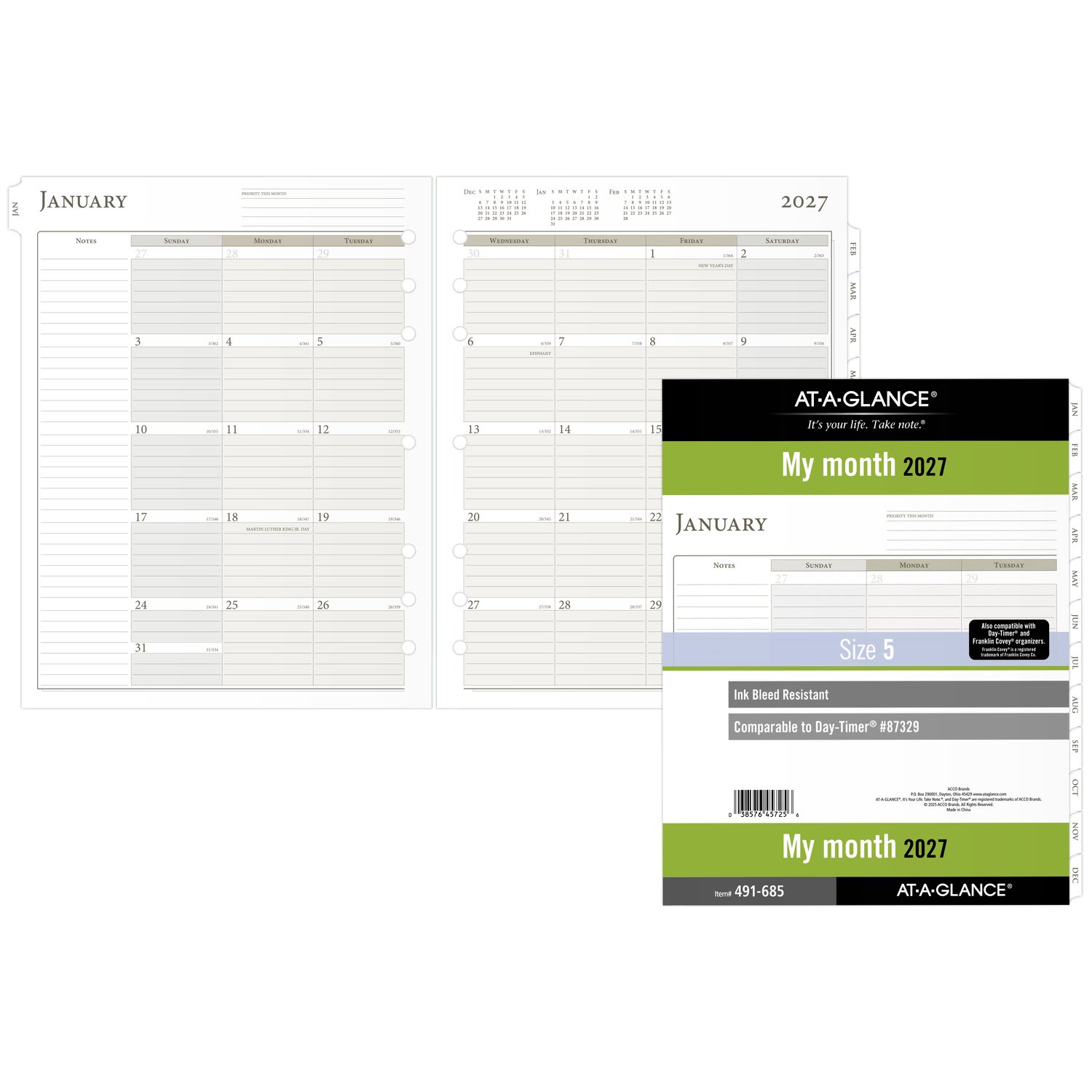 AT-A-GLANCE 2027 Monthly Planner Refill, Loose-Leaf, Folio Size, 8 1/2in x 11in - Image 5
