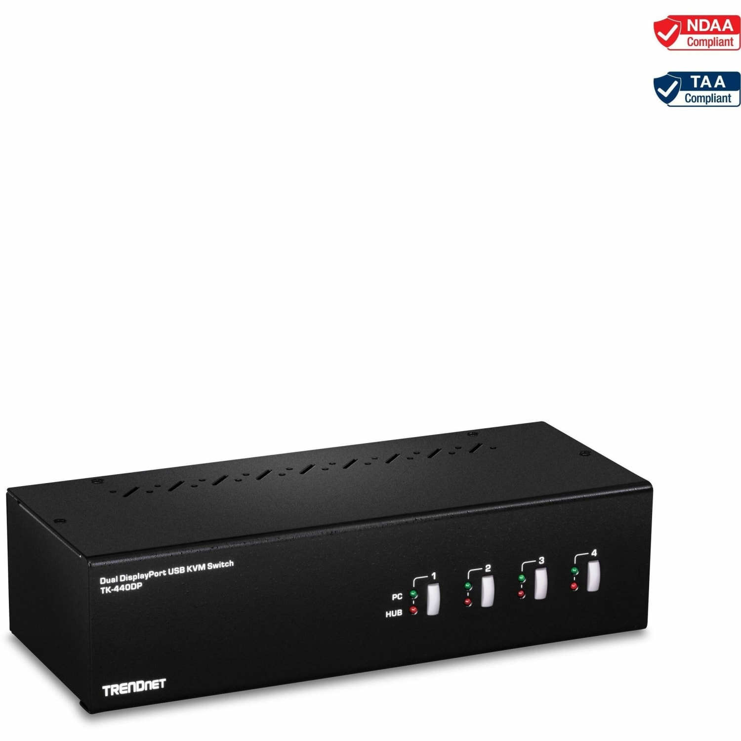 TRENDnet 4-Port Dual Monitor DisplayPort KVM Switch With Audio, 2-Port USB 2.0 Hub, 4K UHD Resolution Up To 3840x 2160