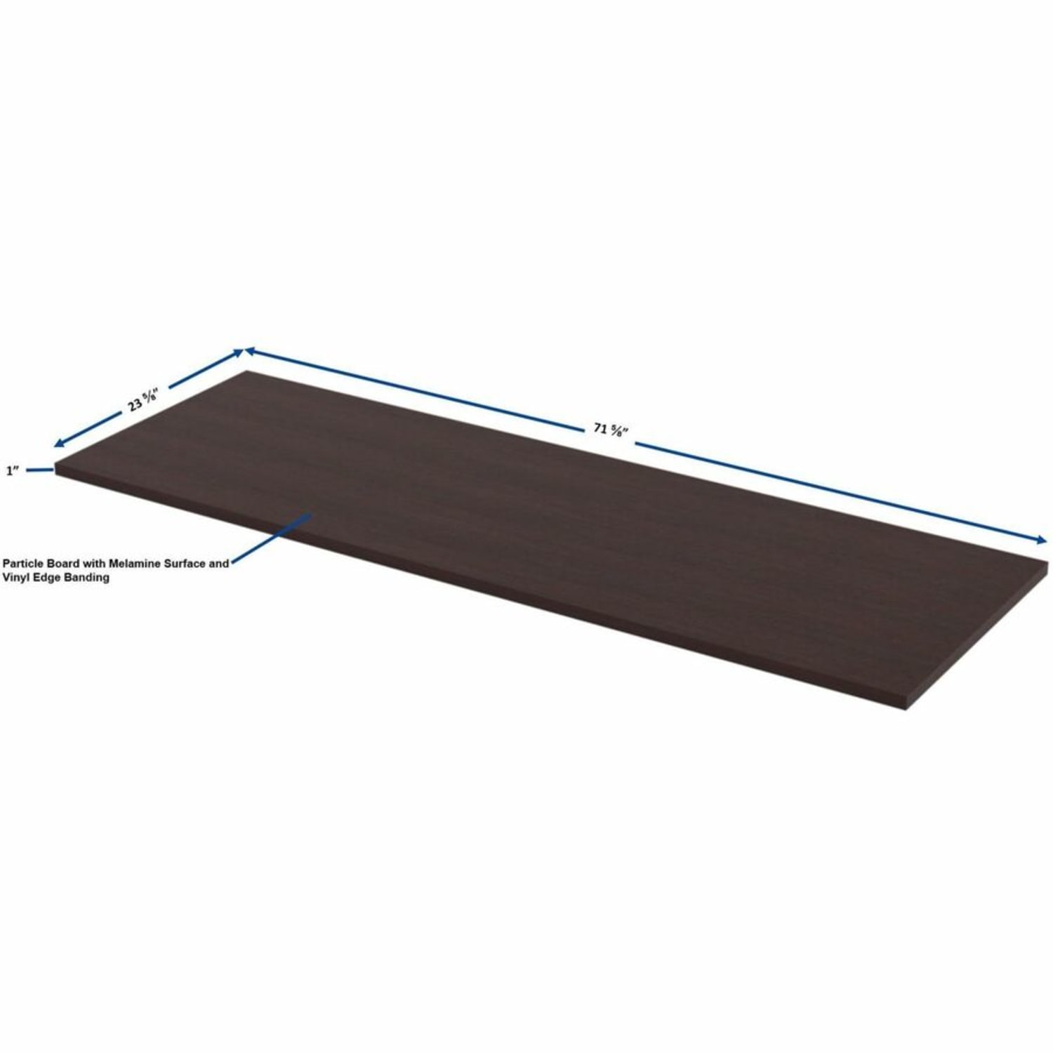 Lorell Quadro Sit-To-Stand Laminate Table Top, 72inW x 24inD, Espresso - Image 5