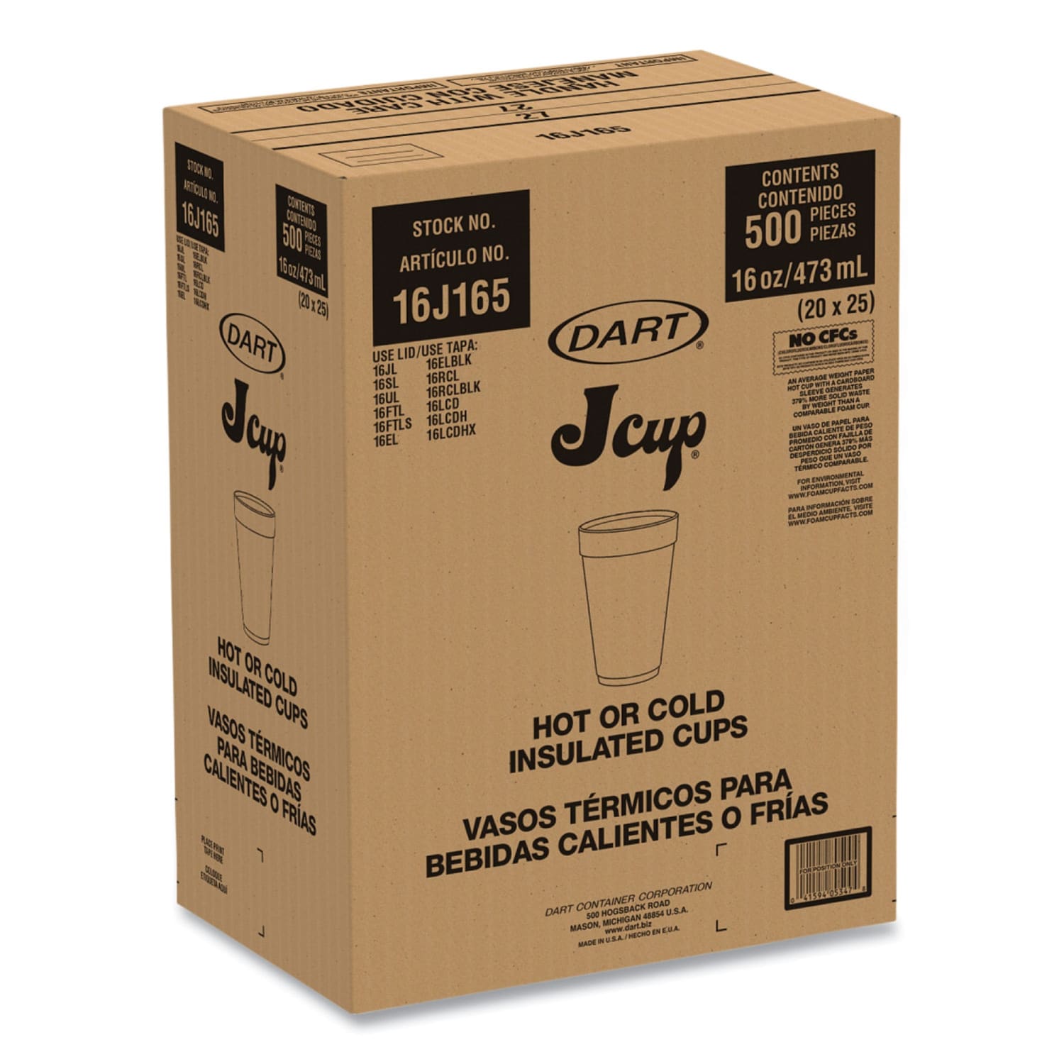 Dart Foam Drink Cups, 16 Oz, White, Bag Of 20 Cups, Carton Of 25 Bags - Image 3