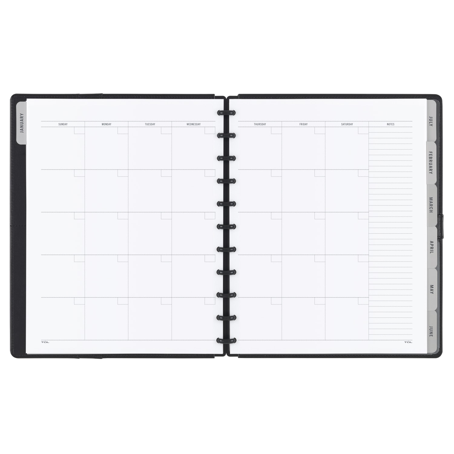 TUL Discbound Monthly Planner Starter Set, Undated, Letter Size, Leather Cover, Black - Image 4