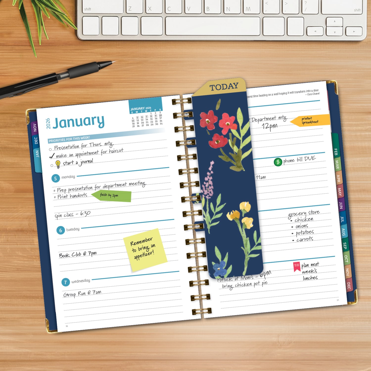 2026 Excello Brands Hardcover Fashion Daily/Weekly/Monthly Planner, 5.5in x 8in, Navy Gold Numbers November 2025 - December 2026, (FSHN-CY26-58-85) - Image 5