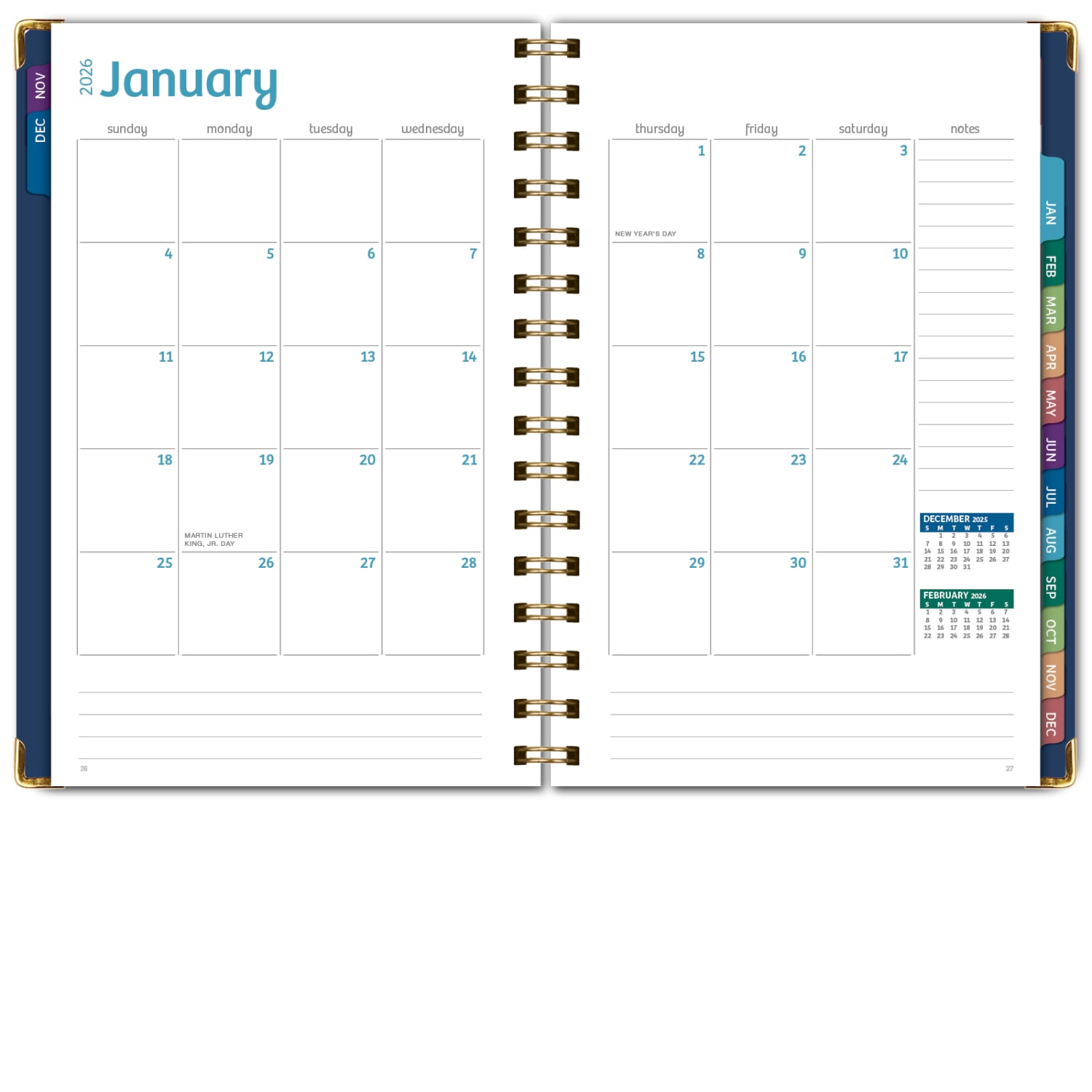 2026 Excello Brands Hardcover Fashion Daily/Weekly/Monthly Planner, 5.5in x 8in, Navy Gold Numbers November 2025 - December 2026, (FSHN-CY26-58-85) - Image 6